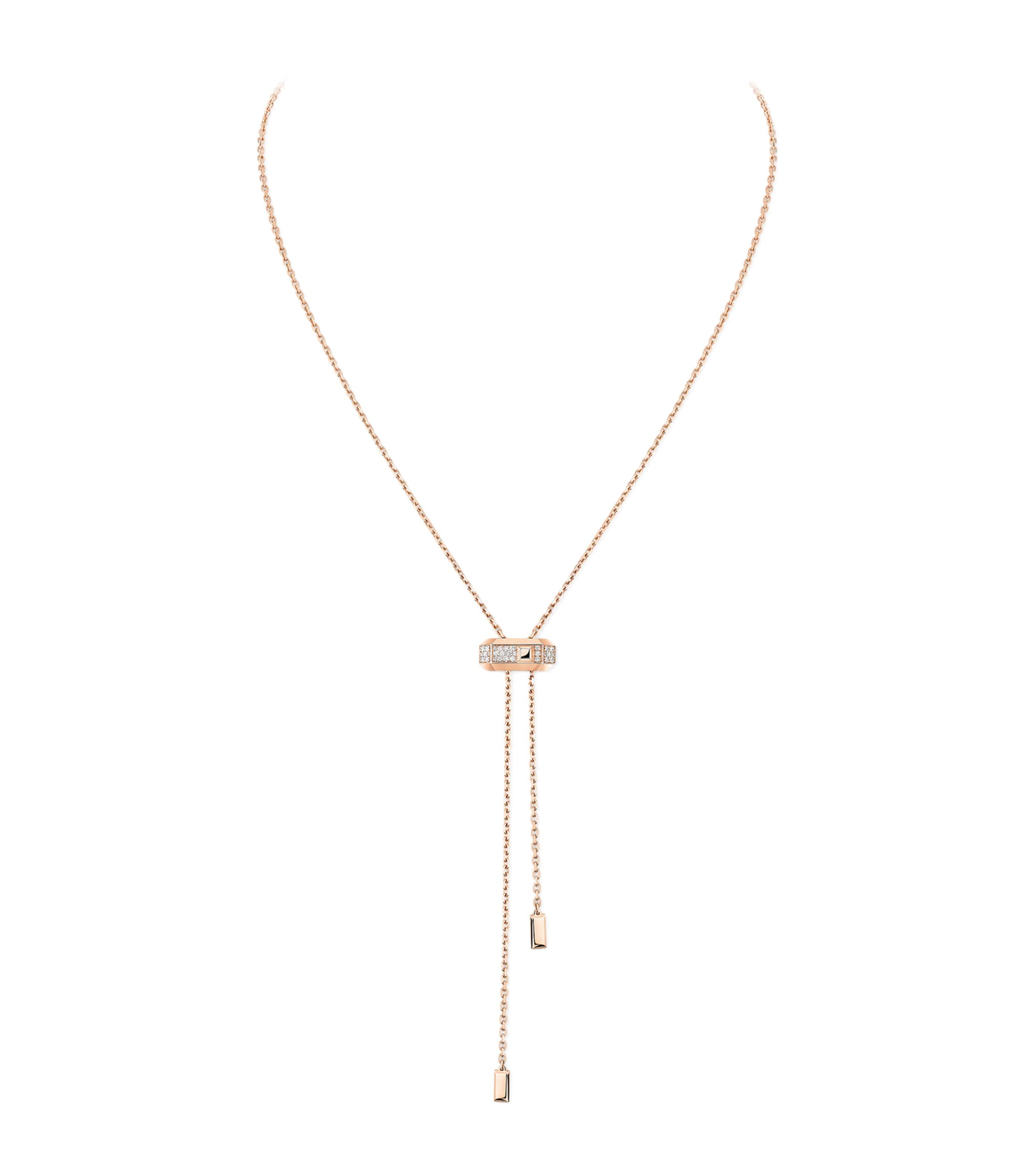 Messika Moderniste Pink Gold and Diamond Tie Necklace (0.10ct) Pink Gold