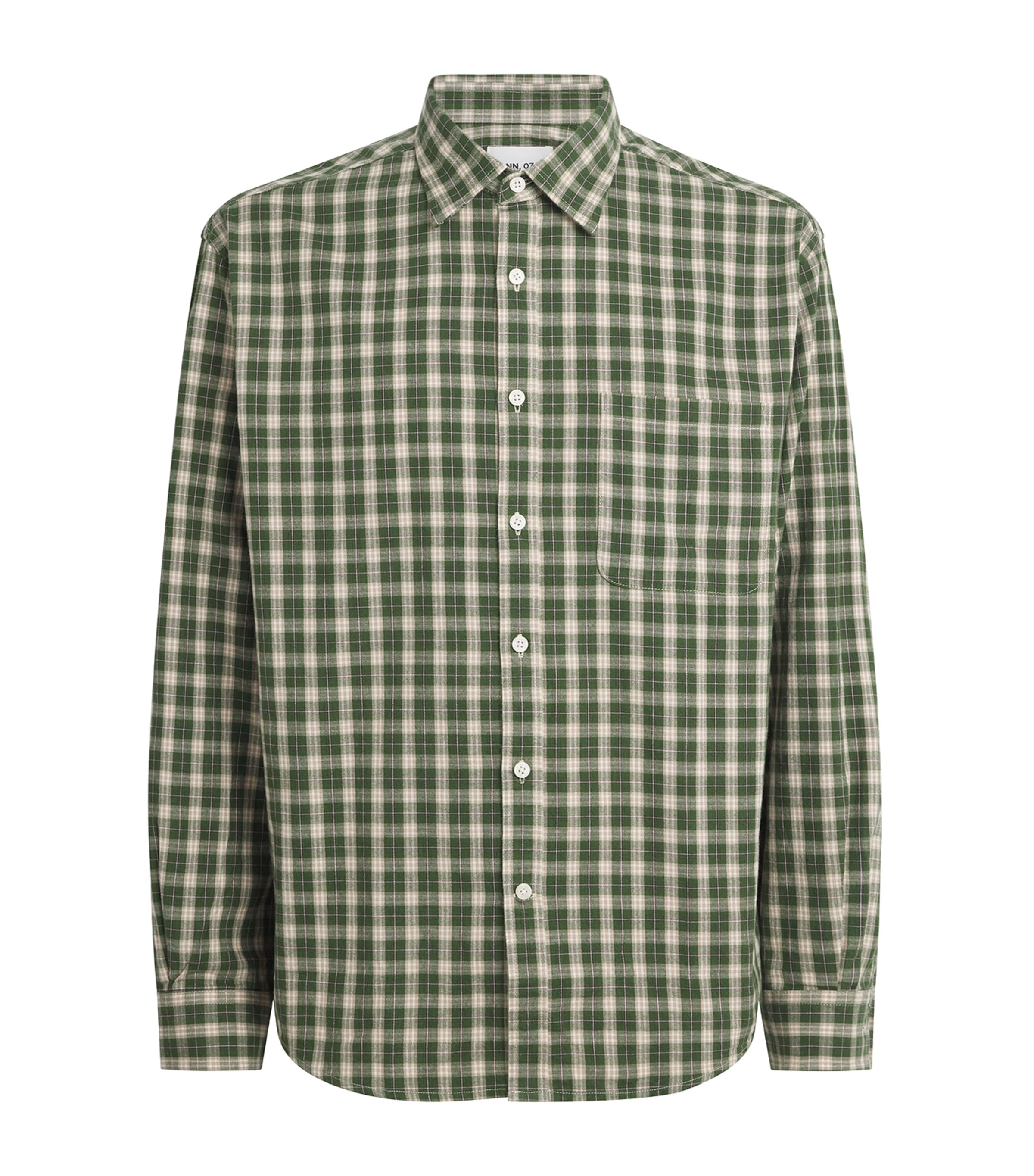 NN.07 Mens Organic Cotton Flannel Deon Shirt Eden Green