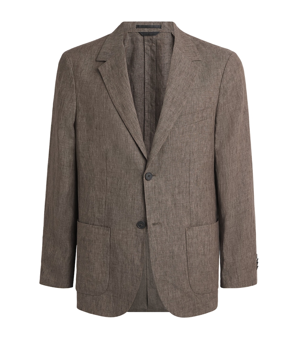 Sunspel Mens Linen Blazer Brgw Dark Walnu