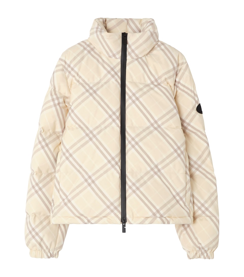 Burberry Womens Down Check Puffer Jacket Yarn Beige Ip Check