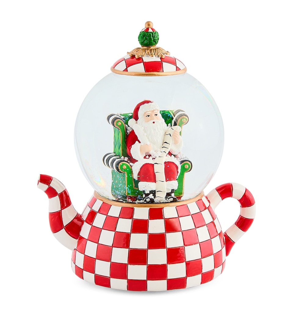 MacKenzie-Childs Check It Out Teapot Snowglobe (21cm) Red