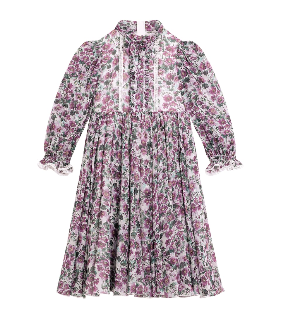 Silk Crepe Violet Print Dress (8-12+ Years)