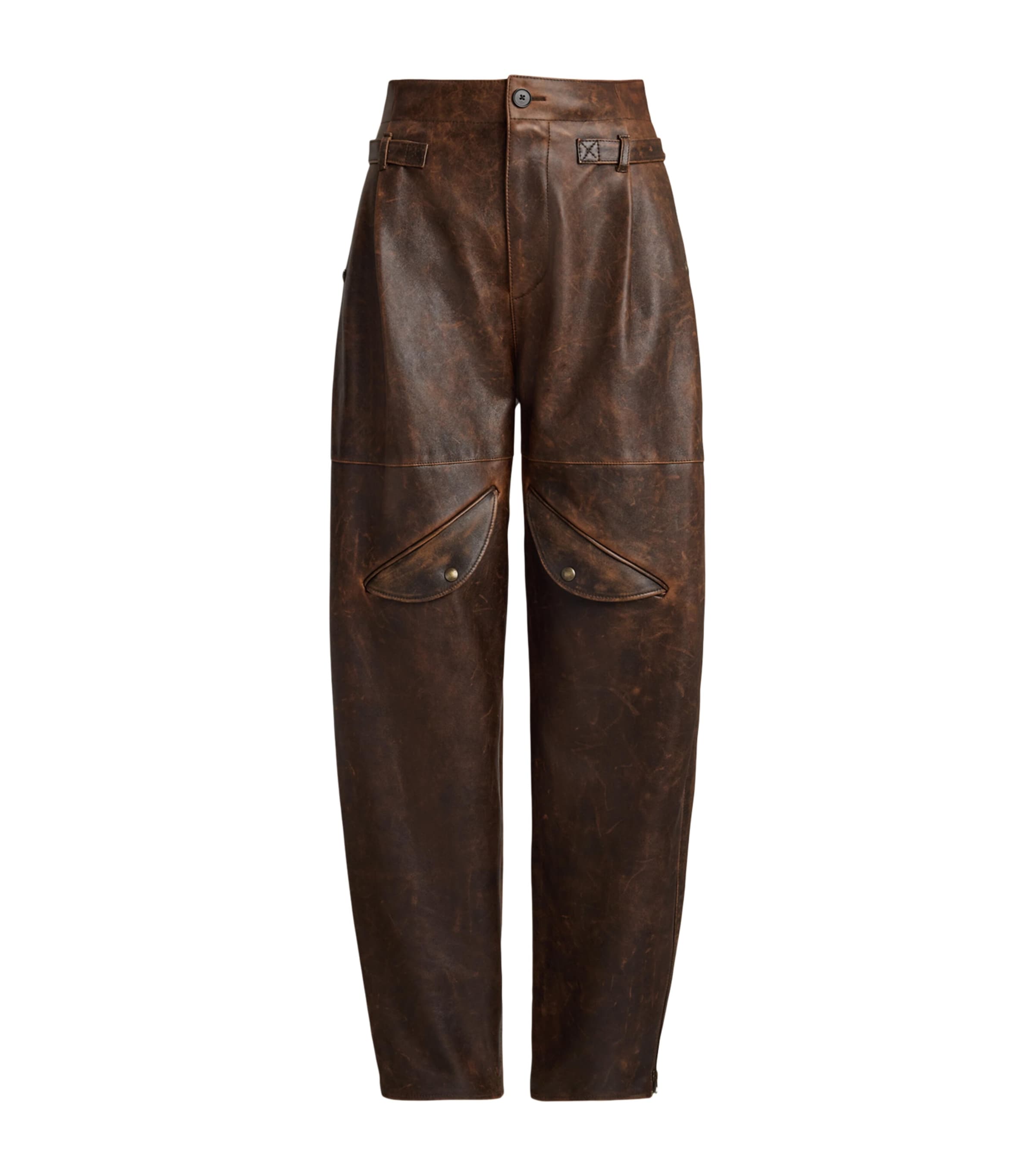Ralph Lauren Collection Womens Distressed Lambskin Hania Trousers Luggage Brown