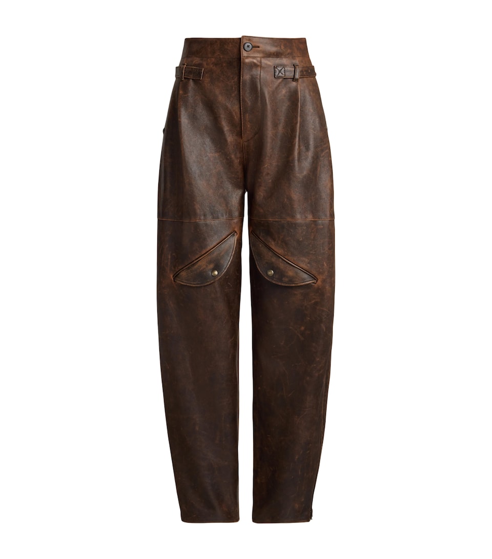 Ralph Lauren Collection Womens Distressed Lambskin Hania Trousers Luggage Brown