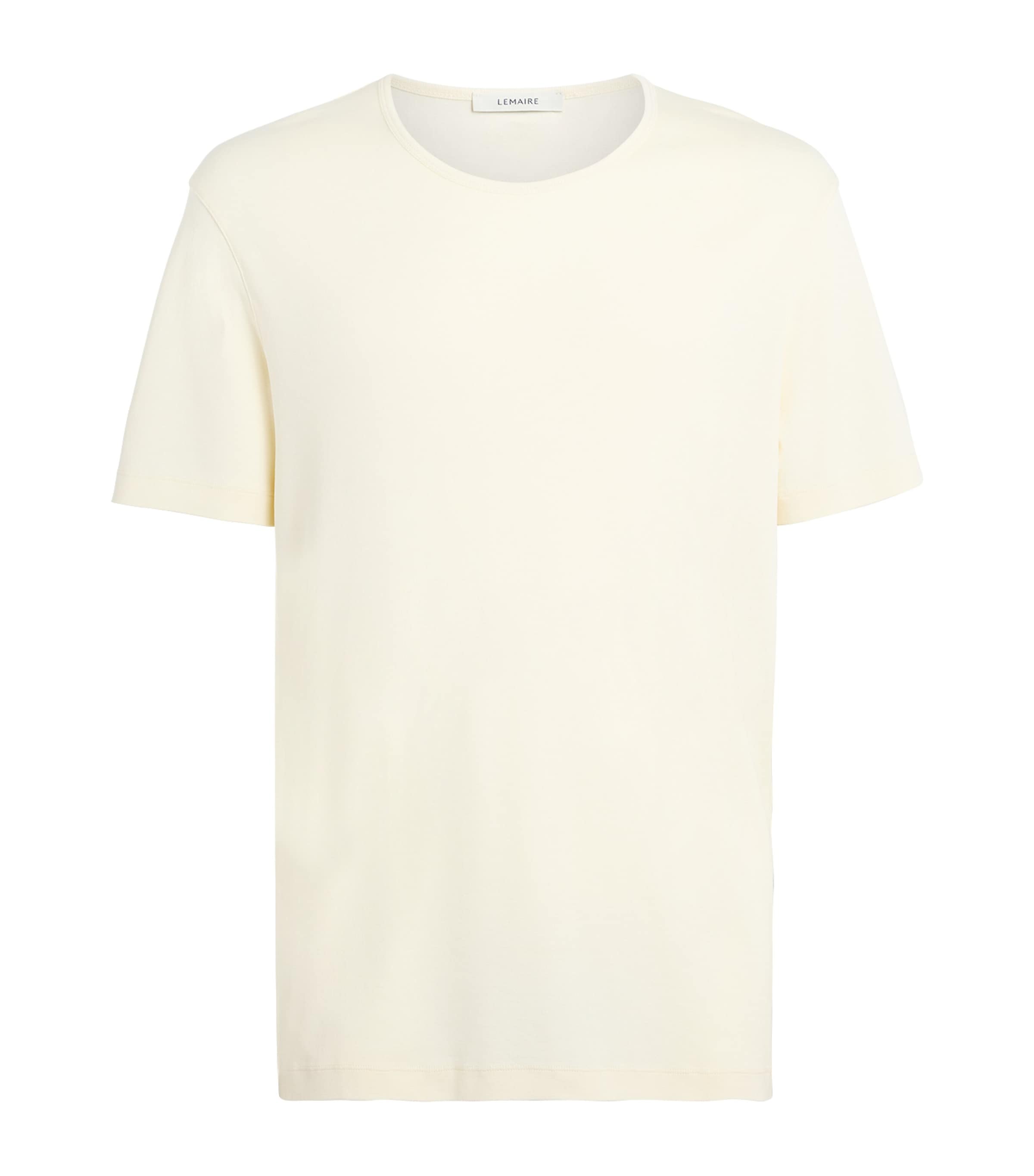 Lemaire Mens Cotton Scoop-Neck T-shirt Light Cream
