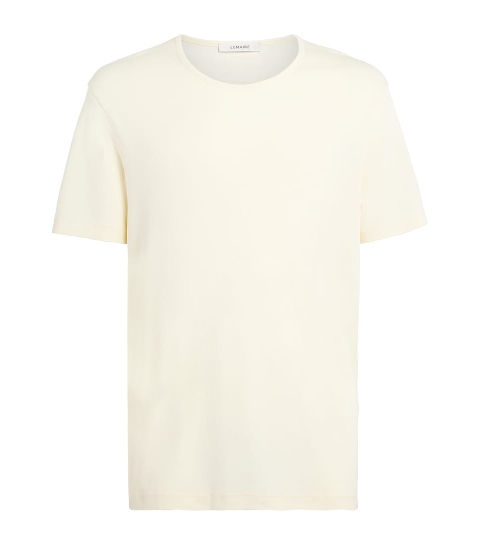 Lemaire Mens Cotton Scoop-Neck T-shirt Light Cream
