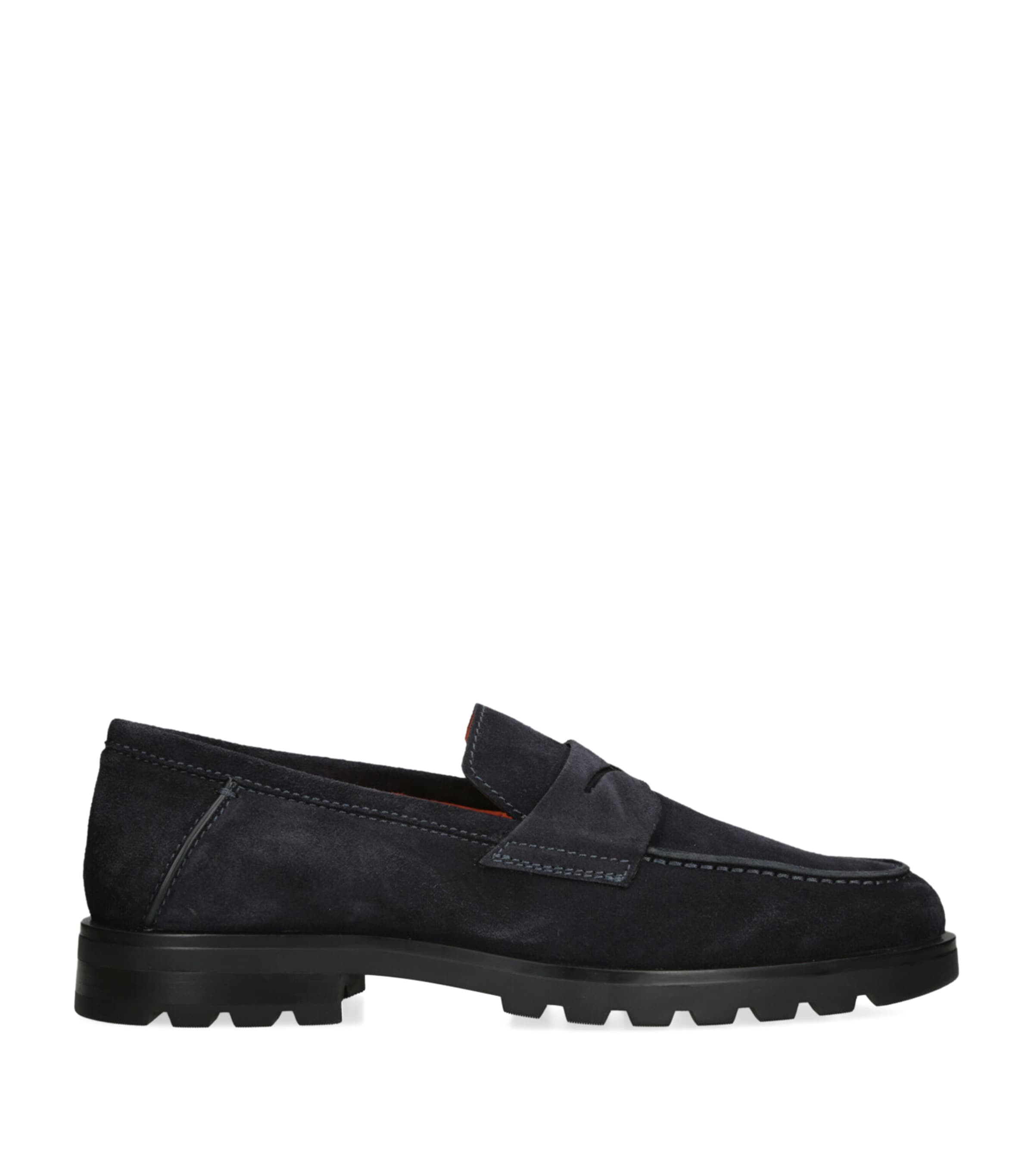 Santoni Suede Detroit Roccia Loafers Navy