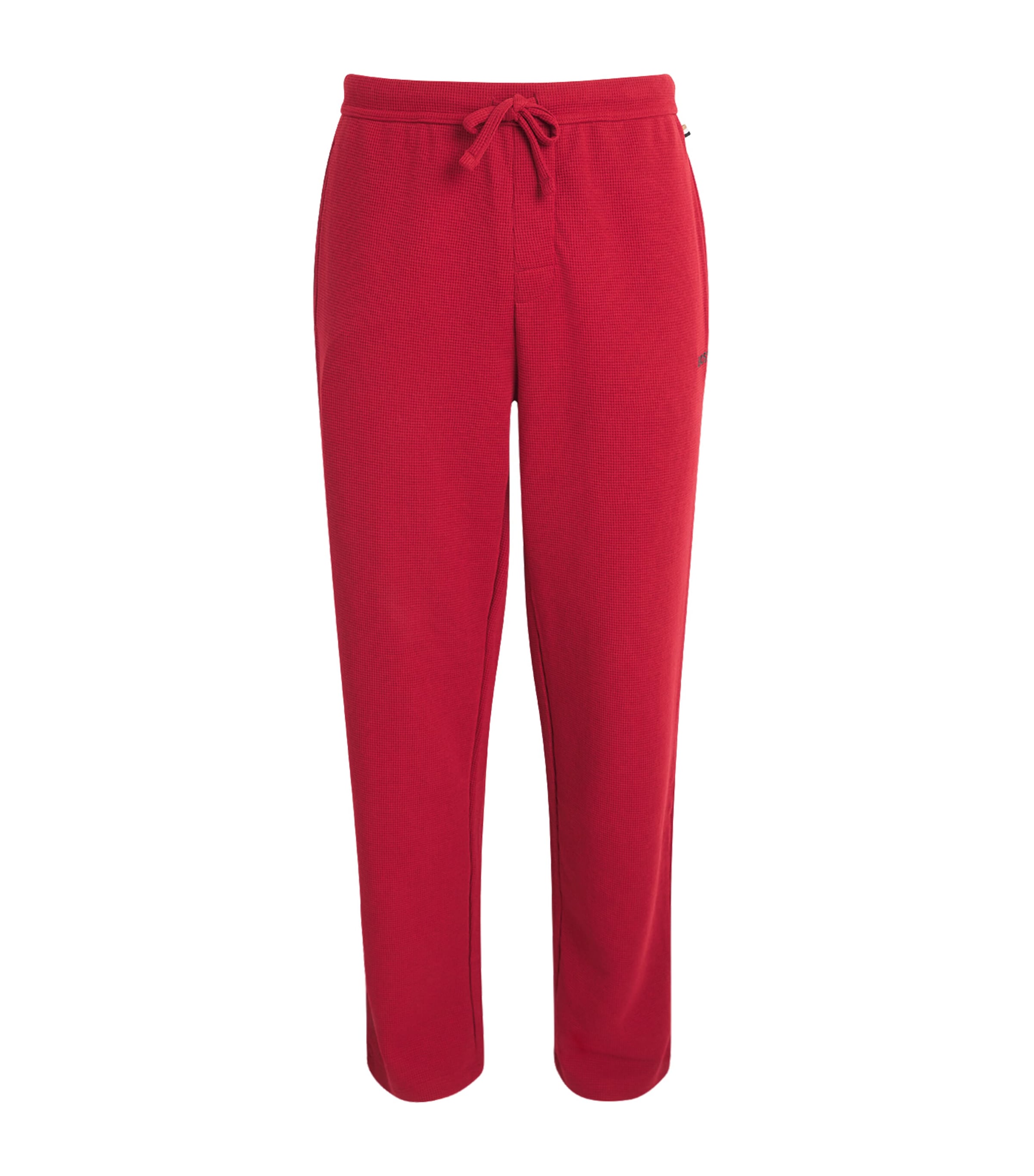 BOSS Mens Waffle-Knit Logo Sweatpants Medium Red
