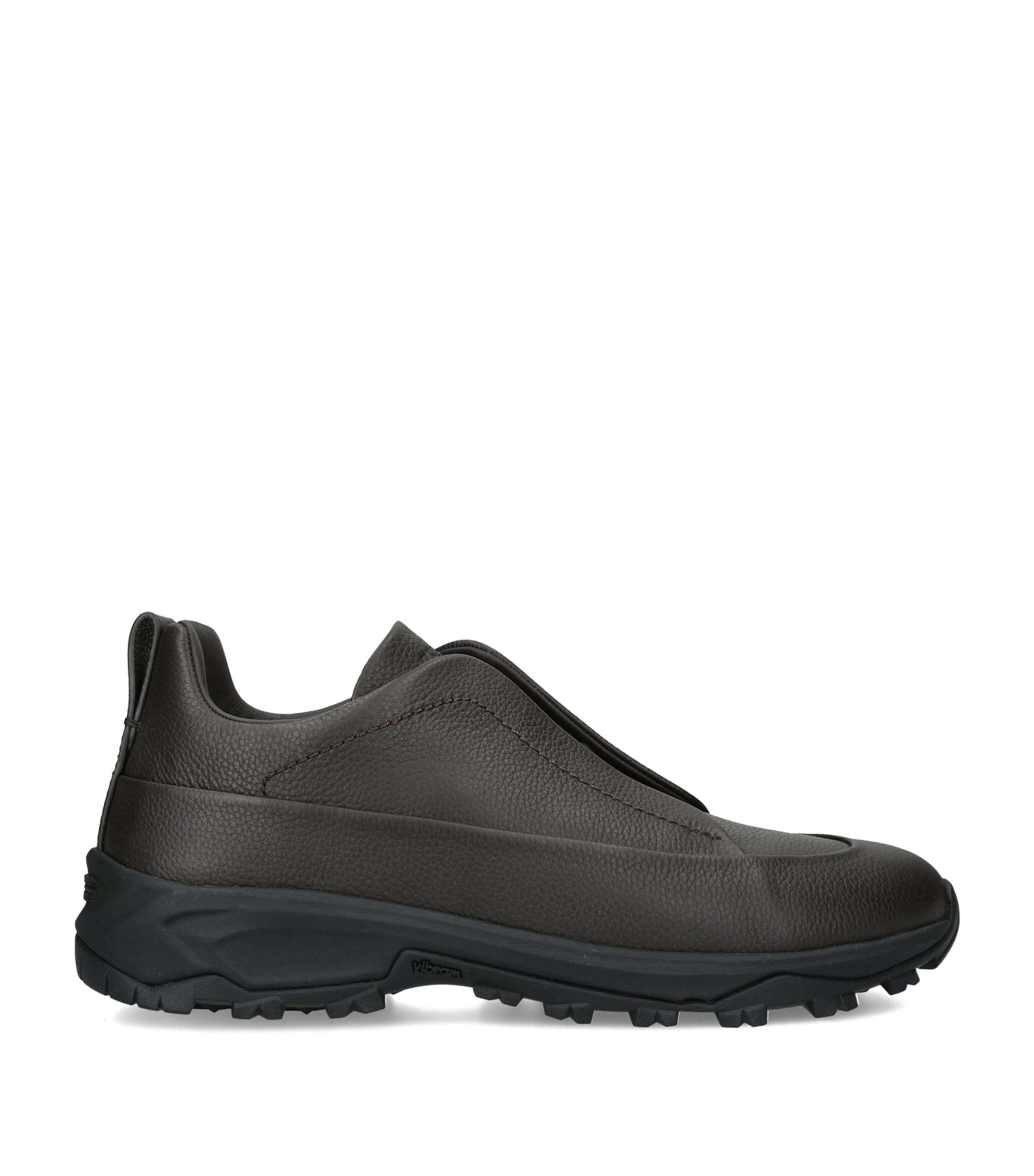 Zegna Leather Monte Sneakers Dark Brown