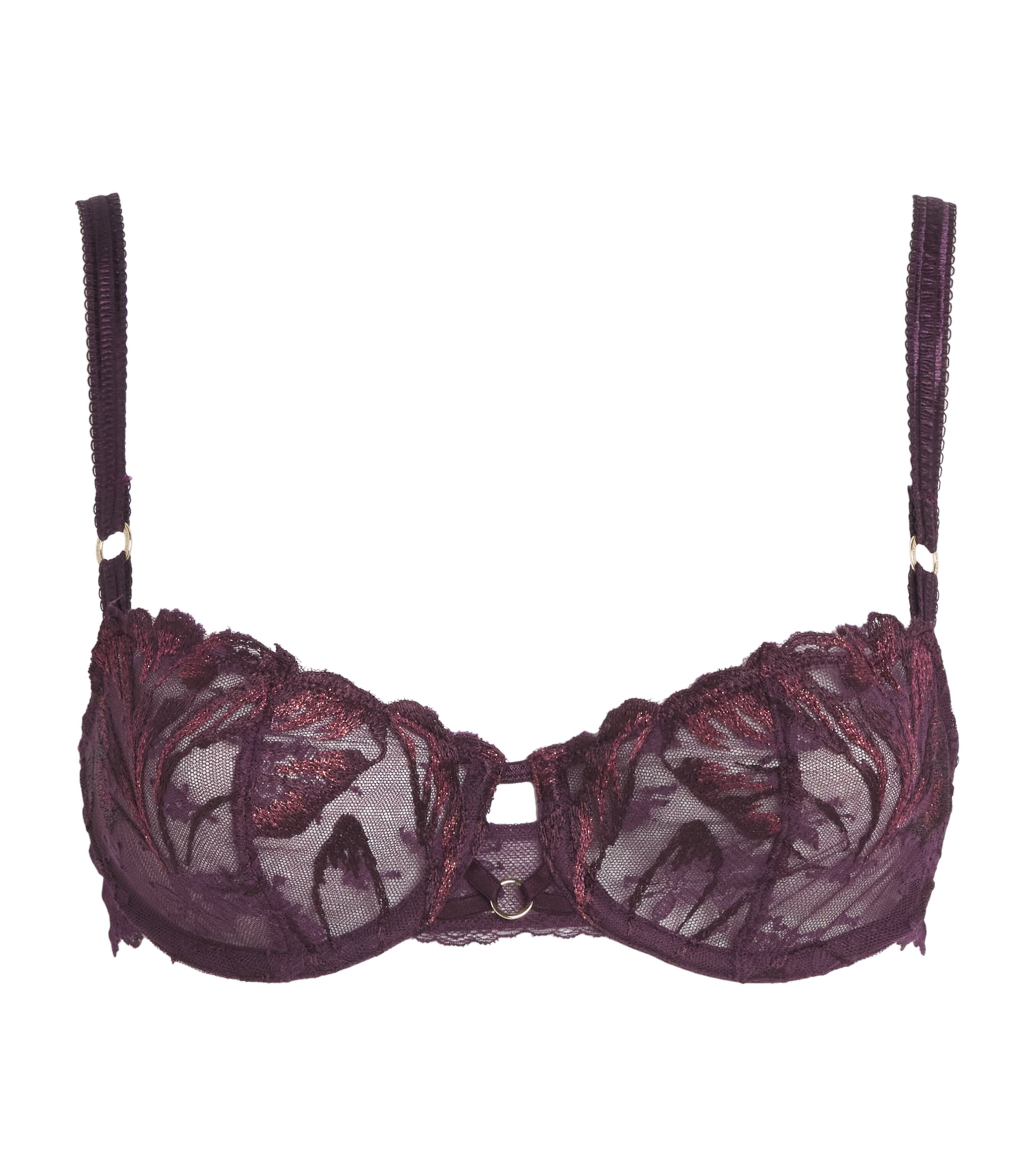 Chantelle Womens Lace Illusions Balconette Bra Aubergine Lurex
