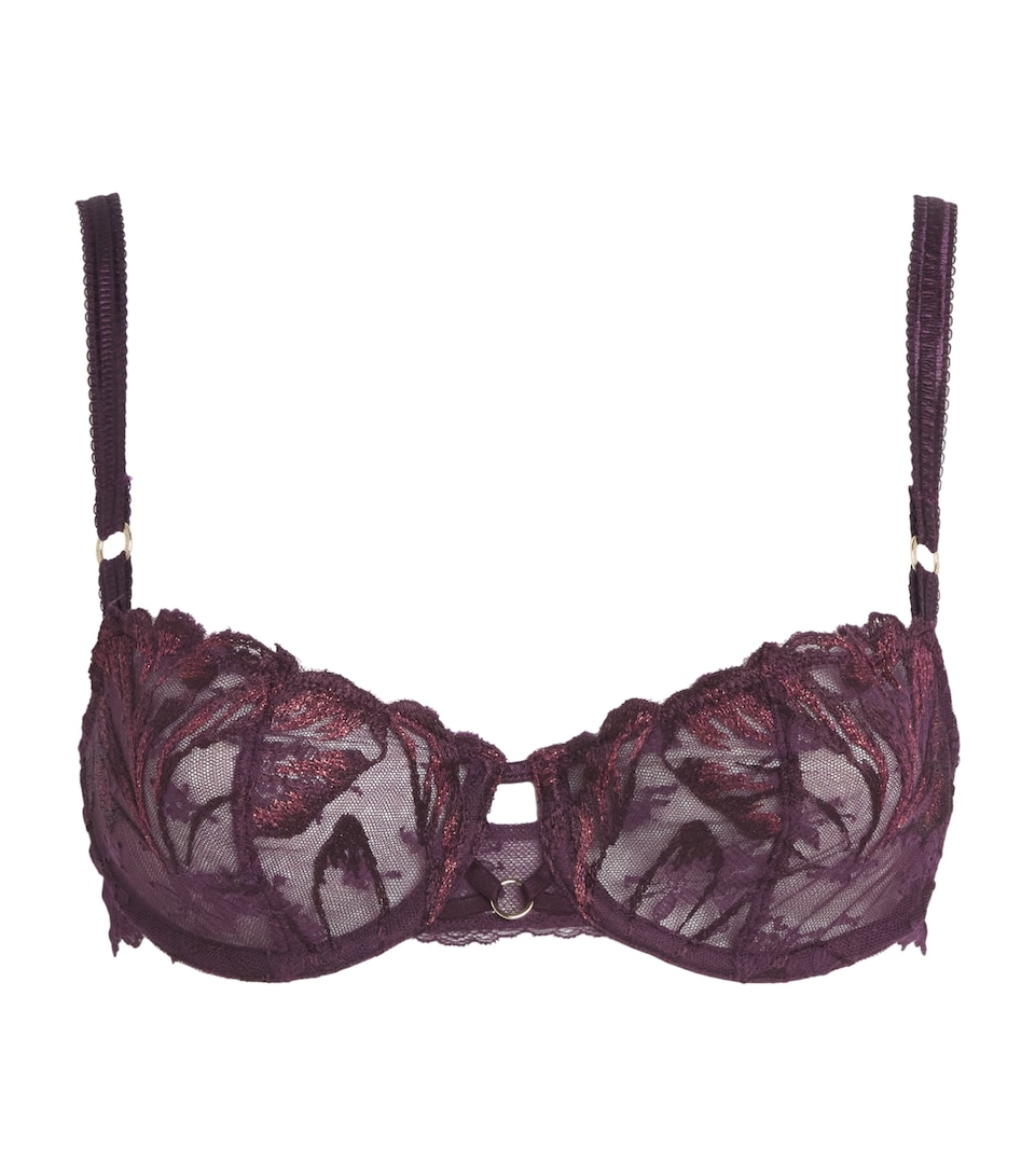 Chantelle Womens Lace Illusions Balconette Bra Aubergine Lurex