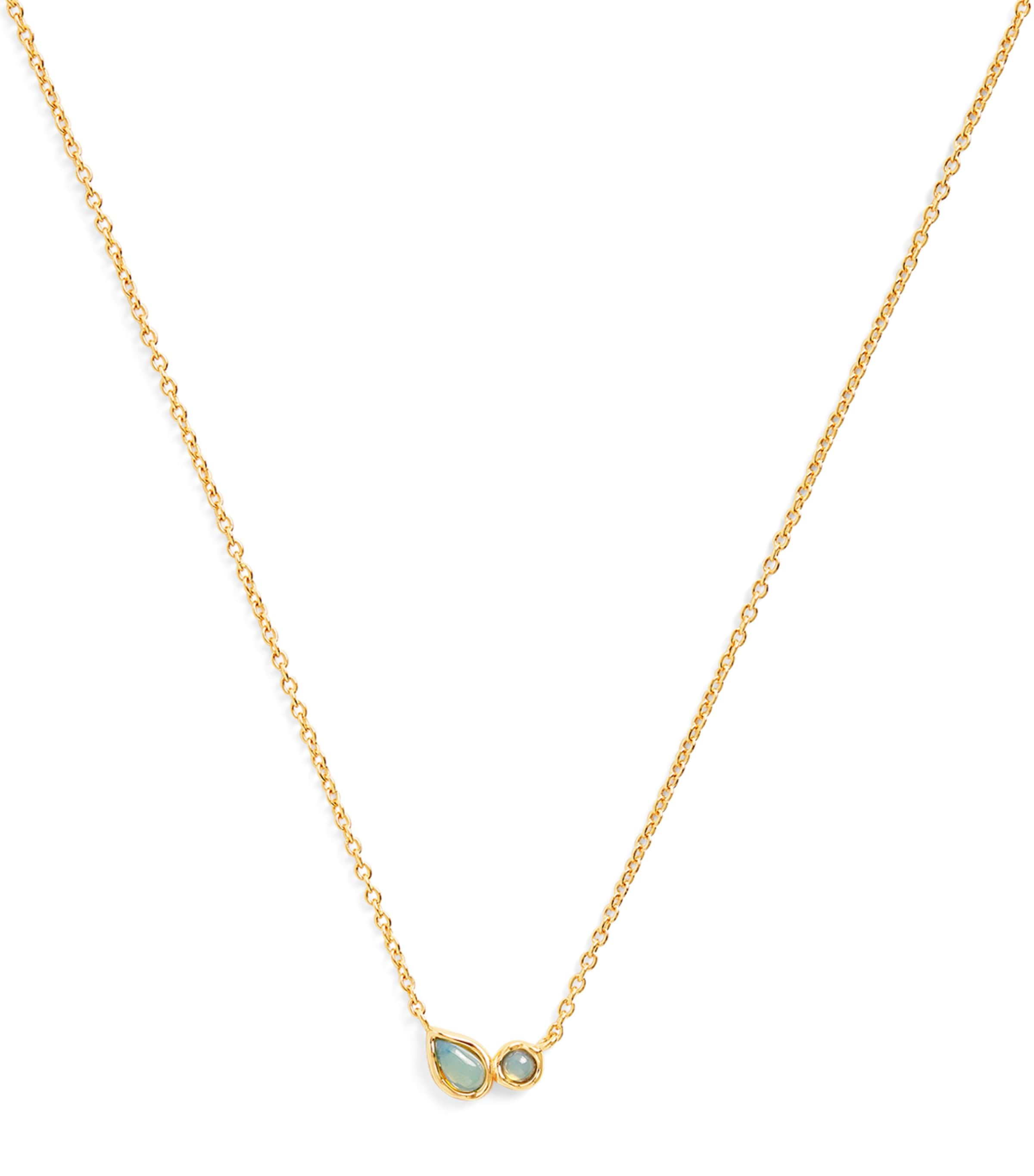 Yellow Gold Opal Cluster Charm Necklace