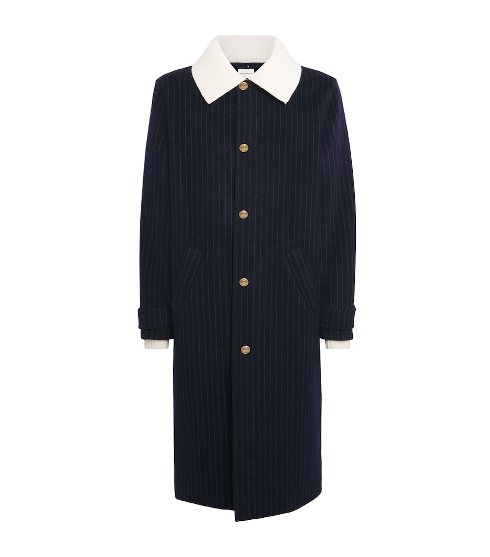 Wool-Blend Pinstripe Overcoat