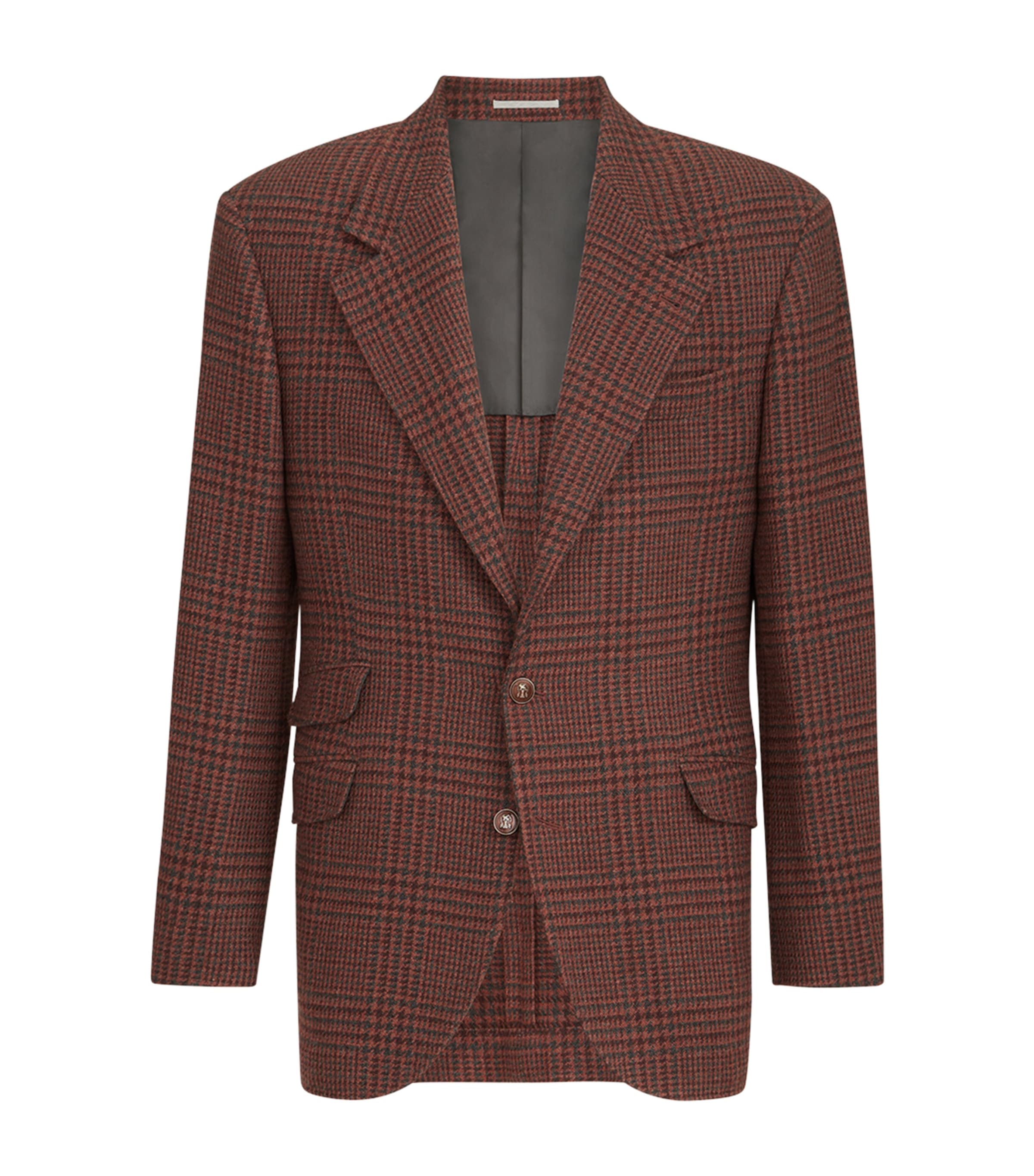 Brunello Cucinelli Mens Cashmere Check Cavallo Blazer