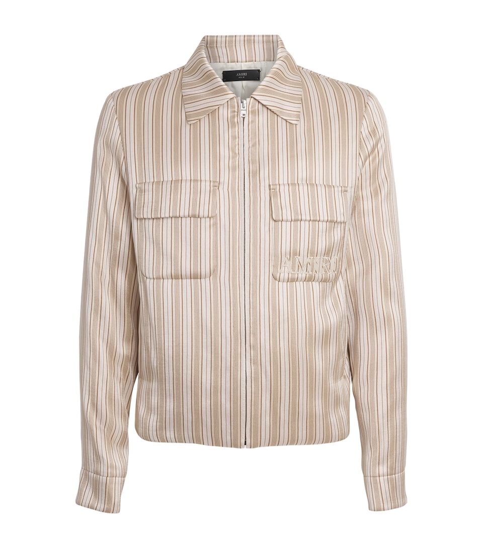 AMIRI Mens Stripe Logo Jacket Alabaster