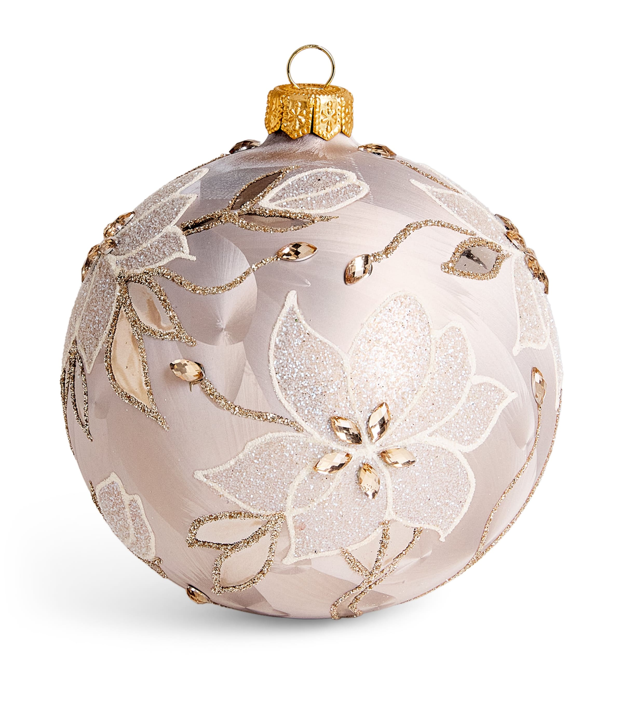 Harrods Glass Glitter Flower Bauble Umbra Frost Effect