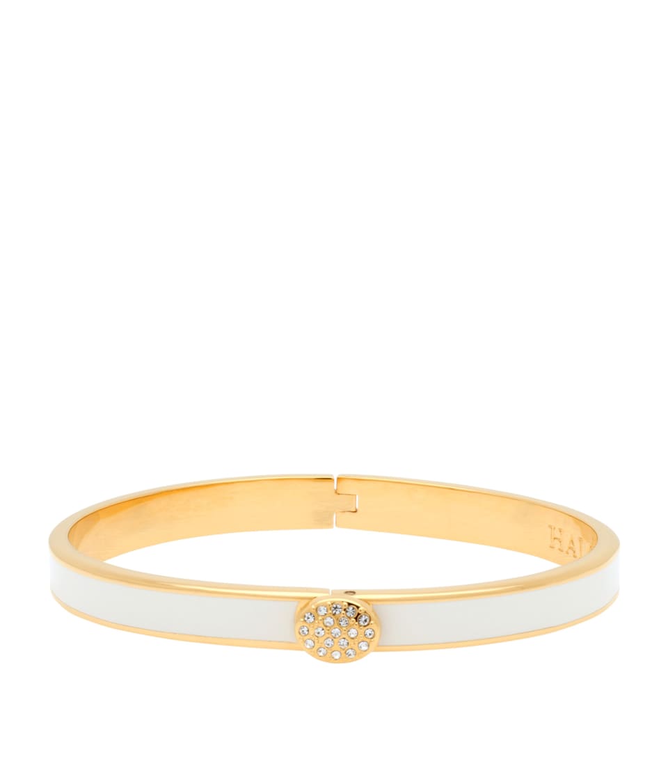 Gold-Plated Crystal Button Bangle