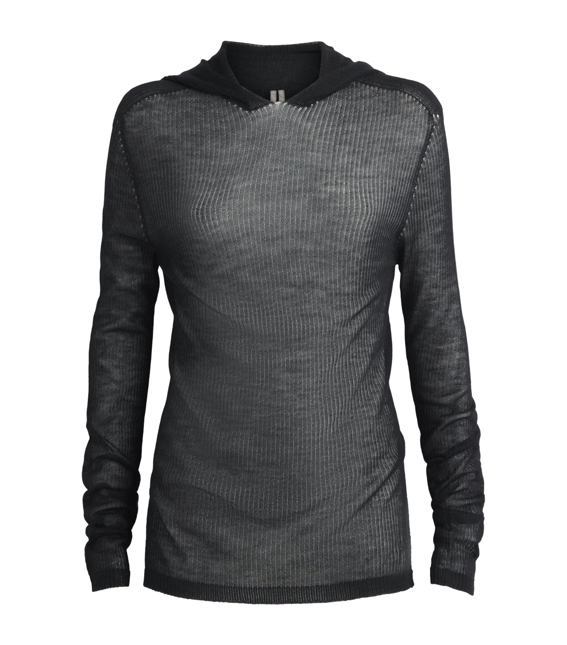 Rick Owens Womens Cashmere Tower Hoodie Black