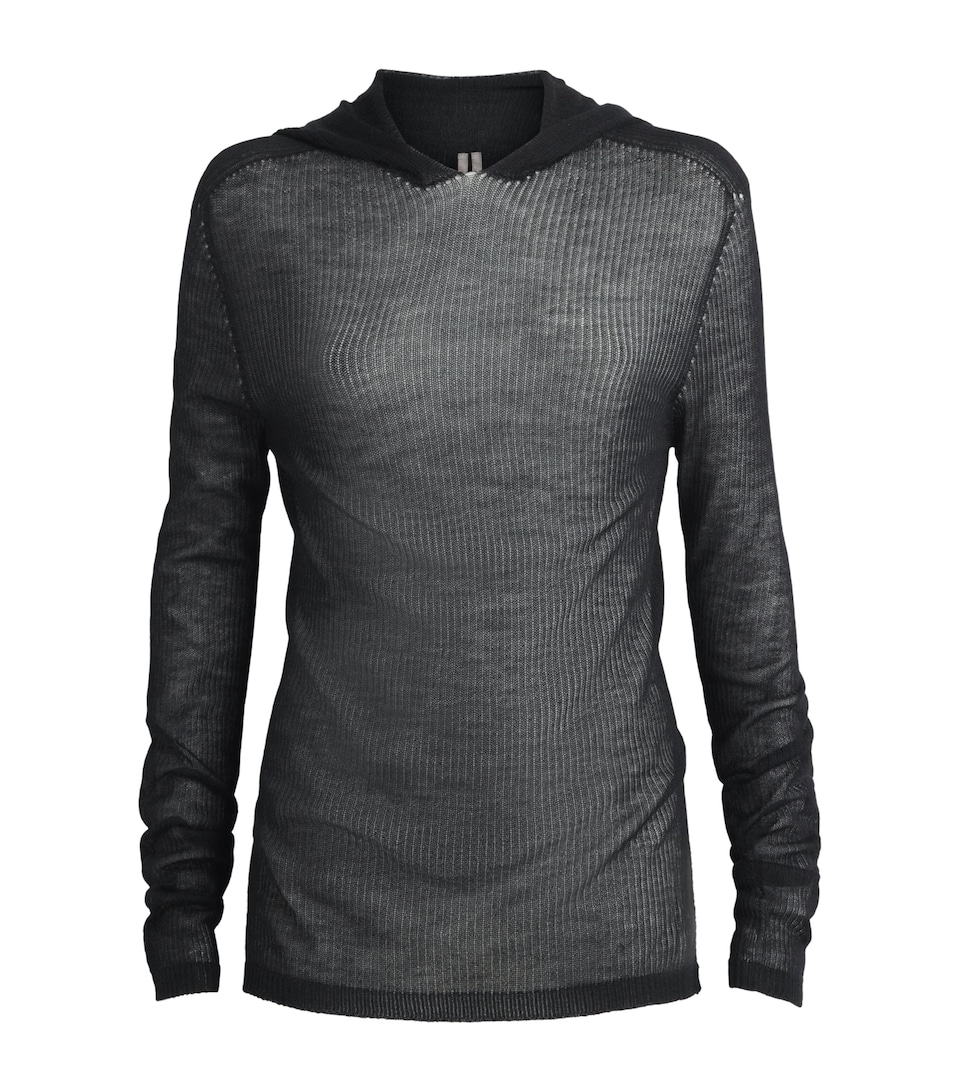 Rick Owens Womens Cashmere Tower Hoodie Black