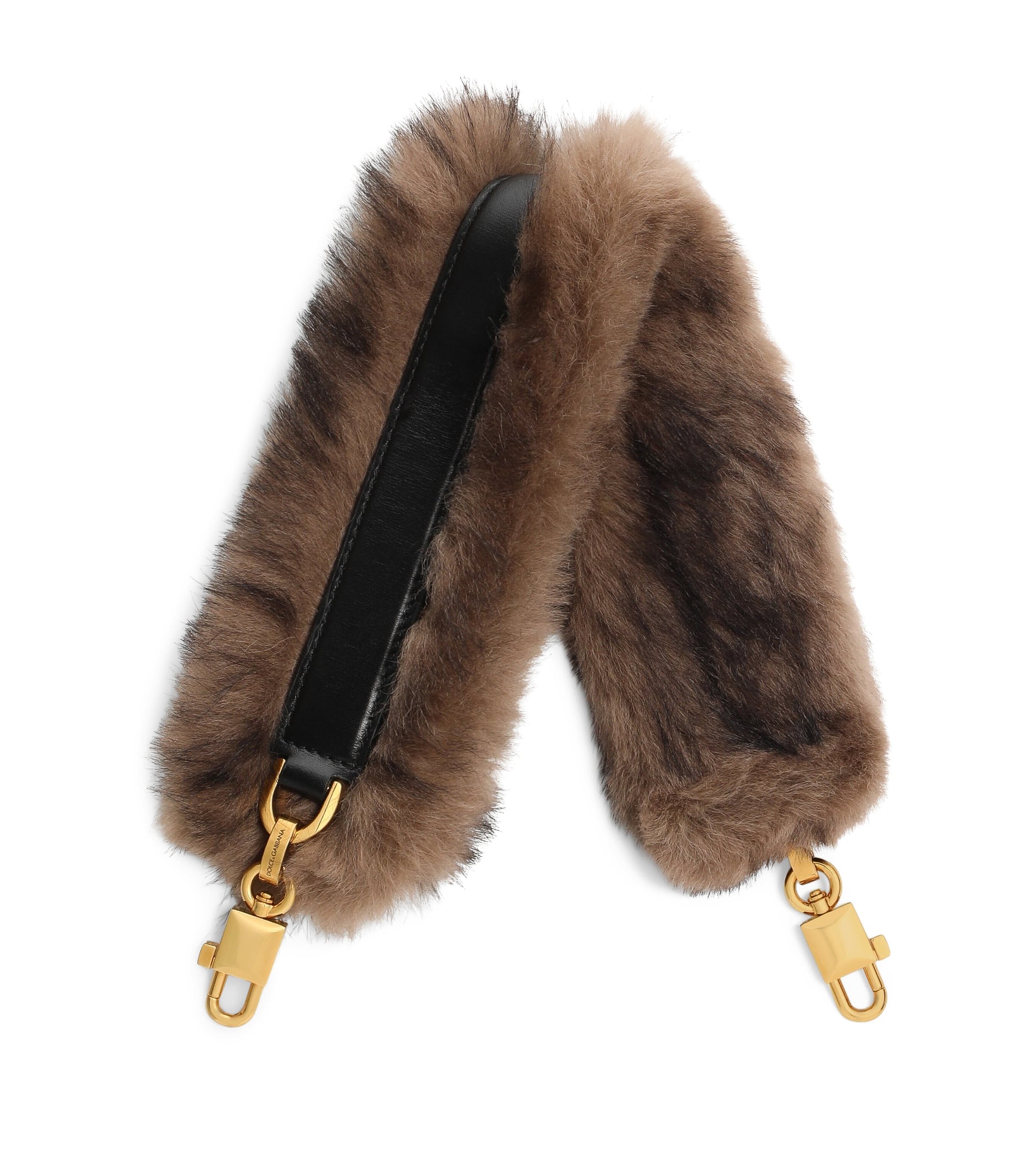 Dolce&Gabbana Lambskin-Fur Shoulder Bag Strap Mogano/ne