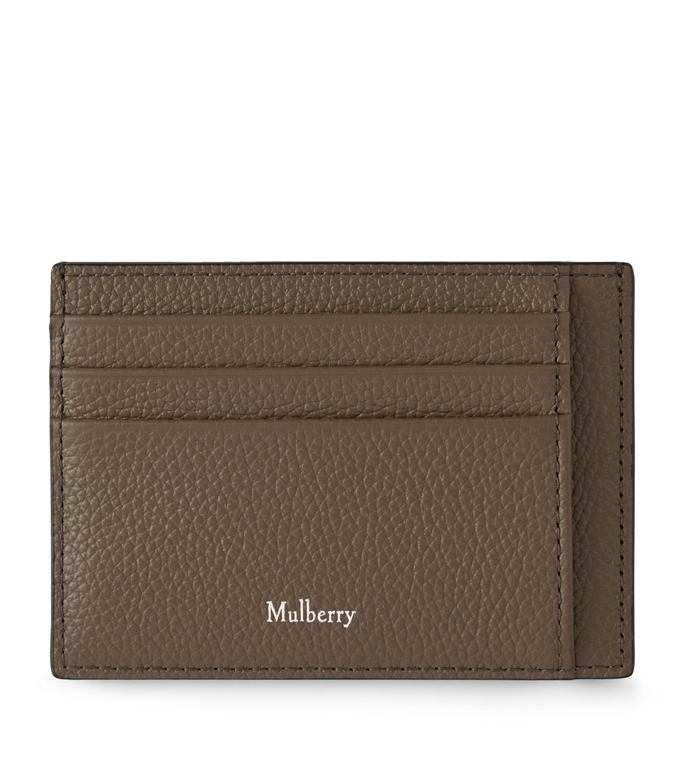 Mulberry Leather Heritage Logo Card Holder Mushroom