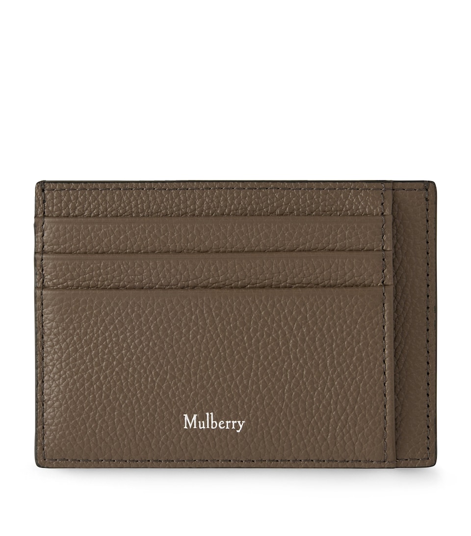 Mulberry Leather Heritage Logo Card Holder Mushroom