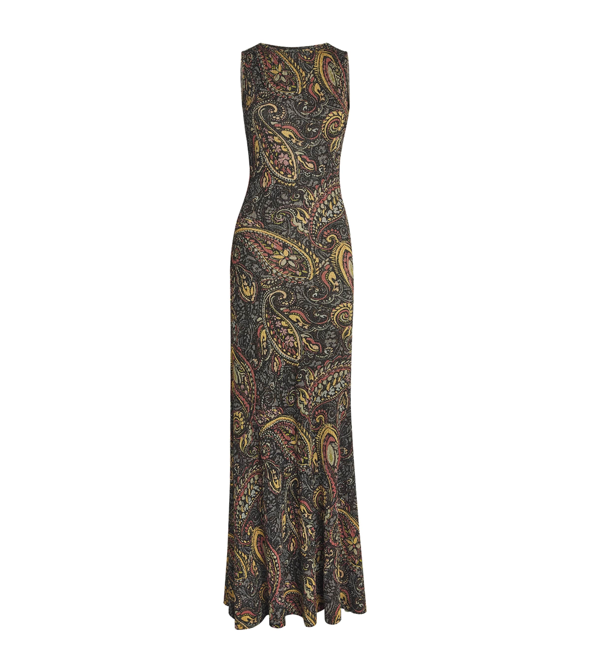 Etro Womens Ribbed Paisley Maxi Dress Green