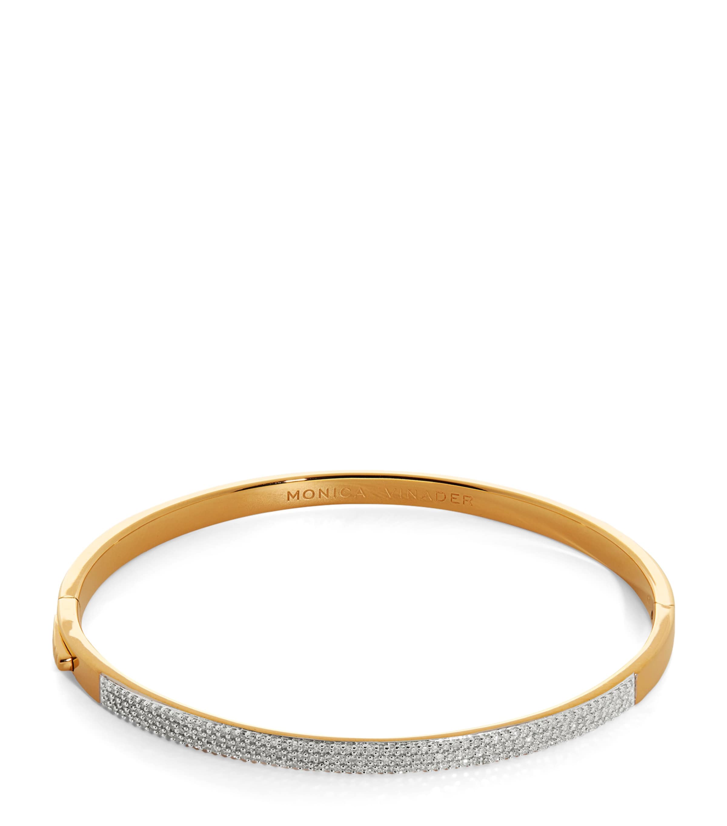 Monica Vinader Gold Vermeil and Diamond Essential Pavé Bangle Gold Vermeil