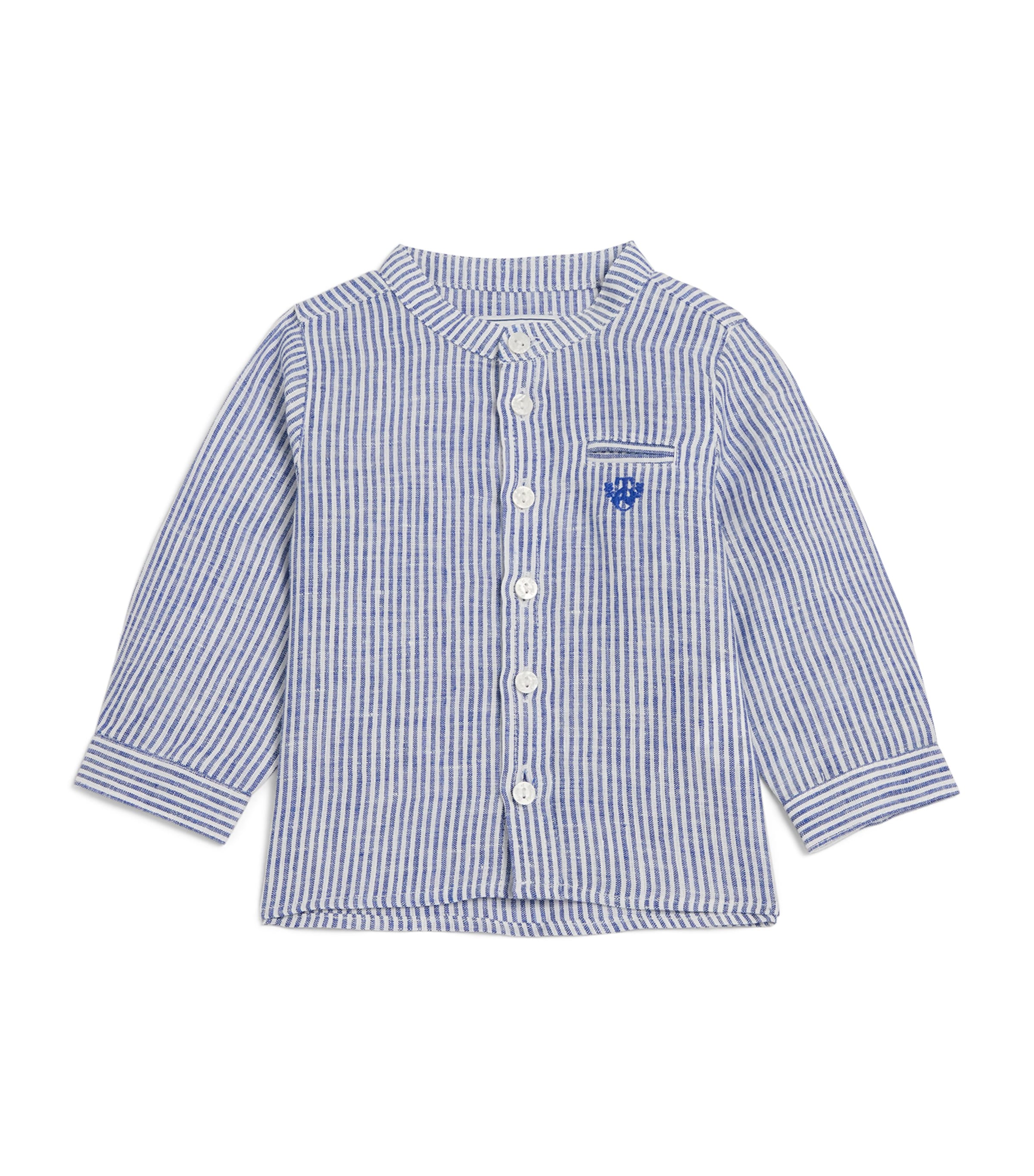 Tartine et Chocolat Linen-Cotton Stripe Shirt (3 Months-4 Years) Bleu Electrique