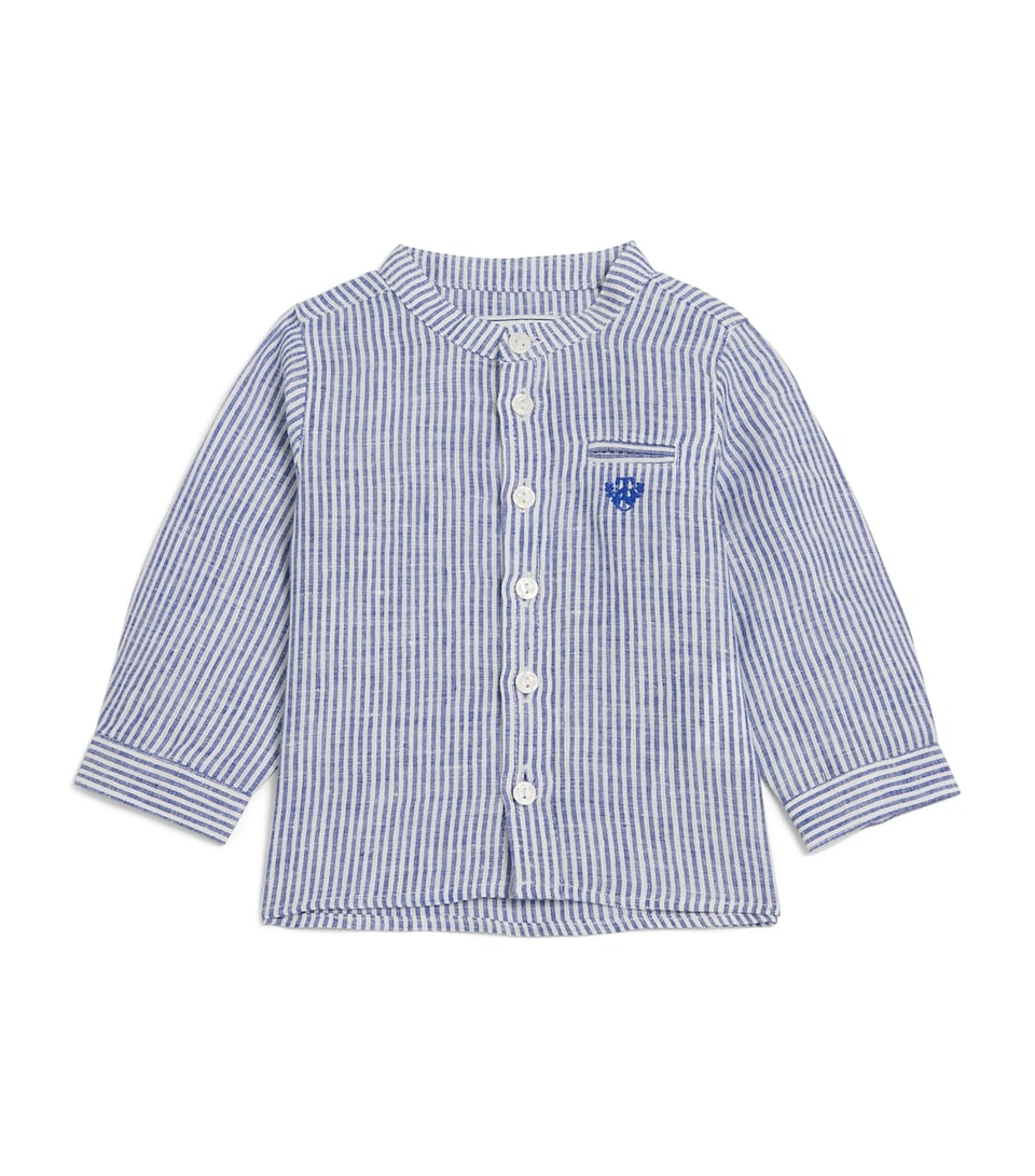 Tartine et Chocolat Linen-Cotton Stripe Shirt (3 Months-4 Years) Bleu Electrique