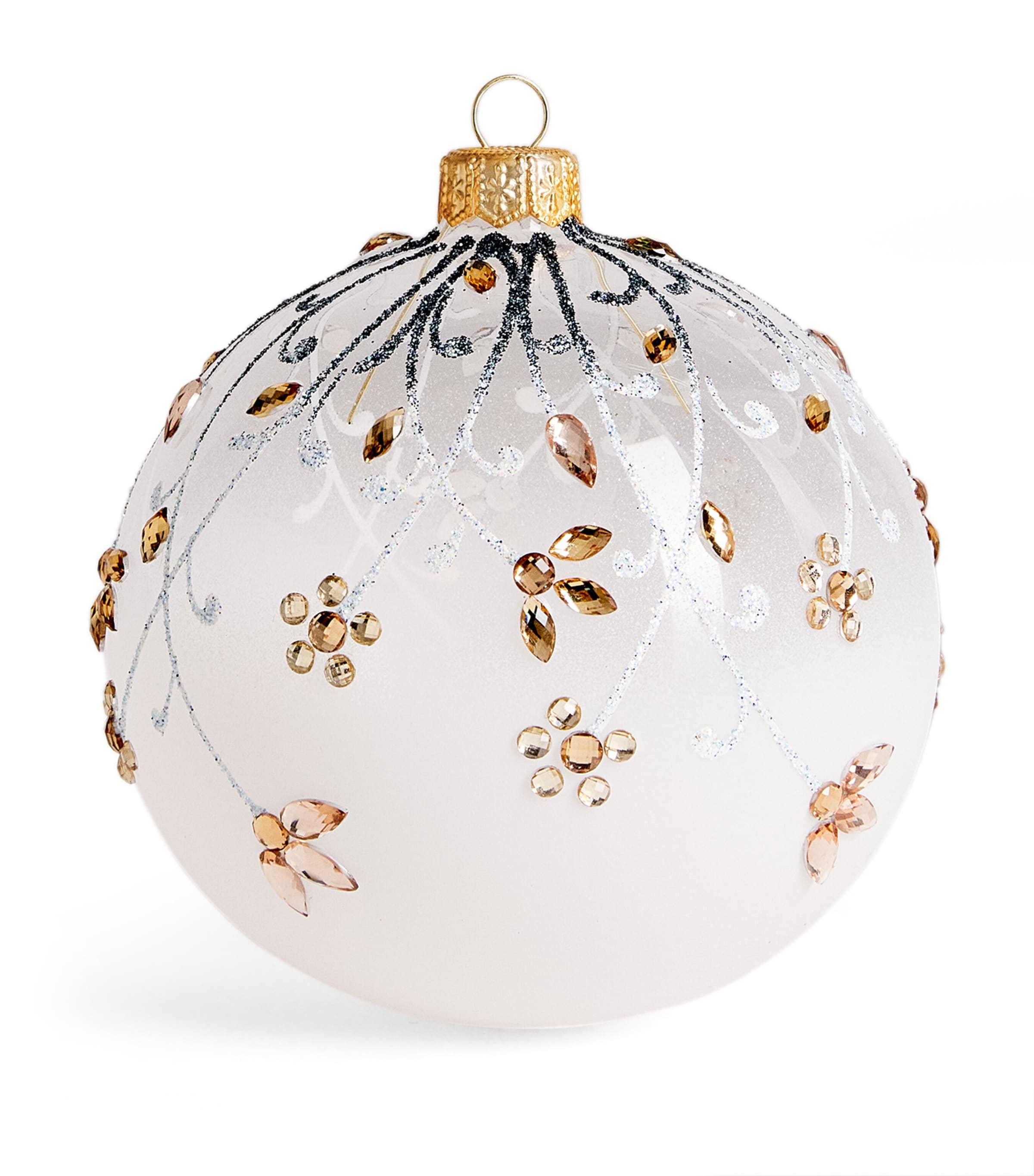 Harrods Glass Crystal-Embellished Bauble Clr Glss + Whte Shde