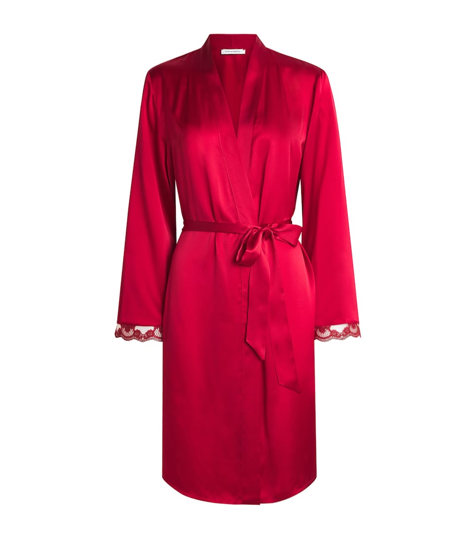 Simone Perele Womens Silk-Blend Love Me Robe Opera Red