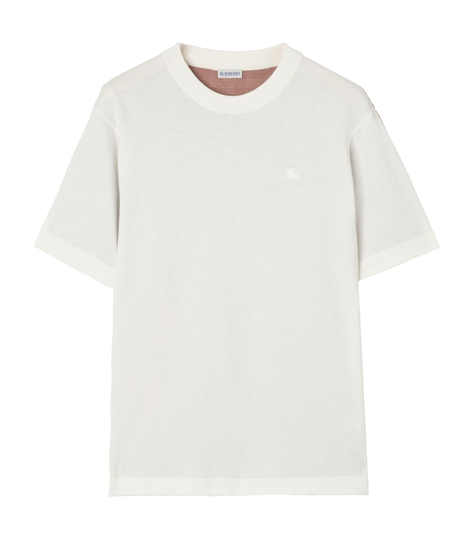 Burberry Mens Check Reverse T-Shirt Chalk