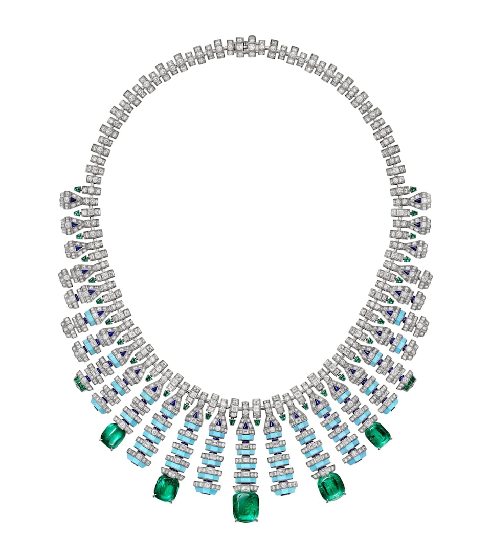 Cartier White Gold, Diamond and Emerald Olorra Necklace White Gold