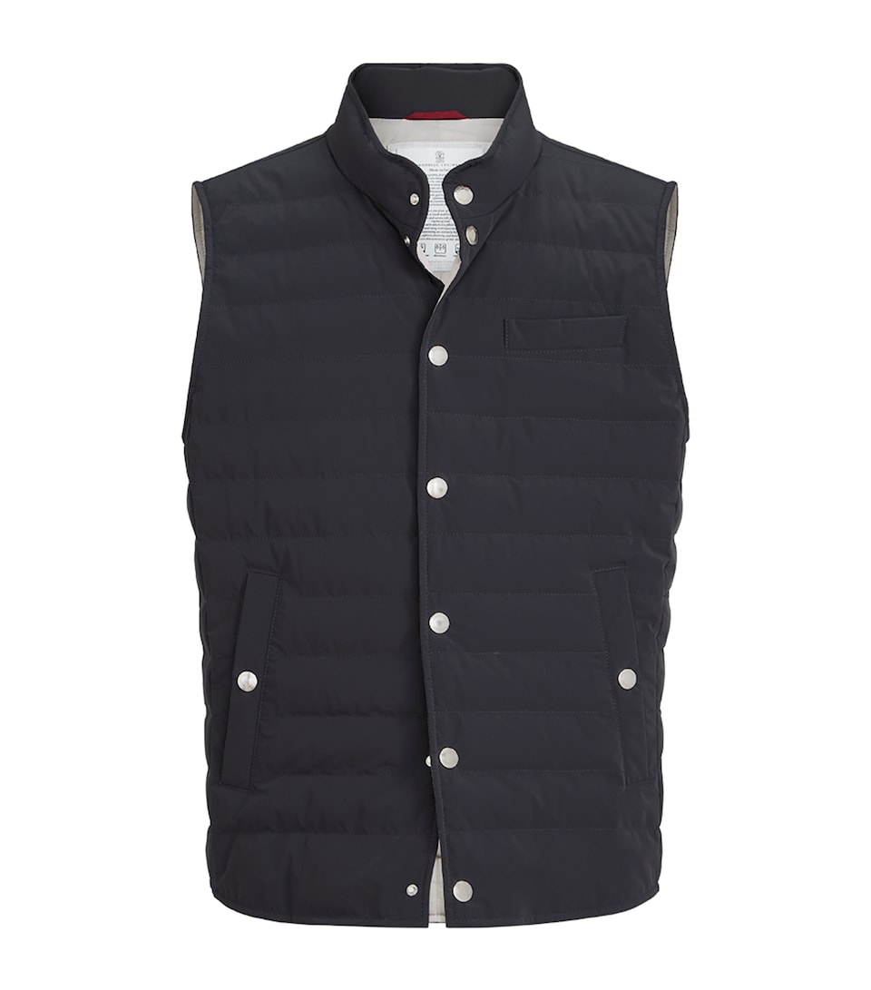 Brunello Cucinelli Mens Bonded Taffeta Down Gilet