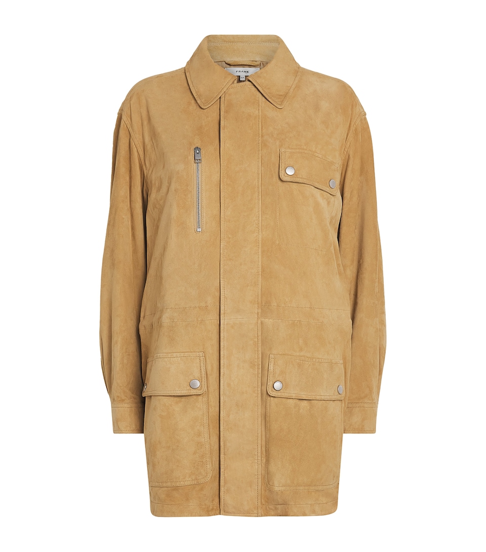 FRAME Womens Suede The Safari Jacket Fawn