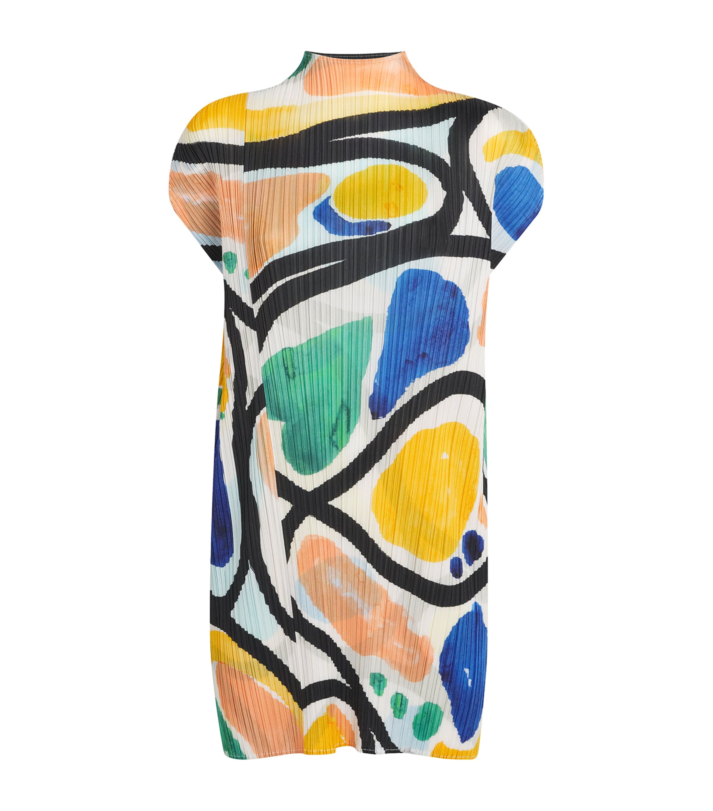 Pleats Please Issey Miyake Womens Printed Roll Tunic Mini Dress