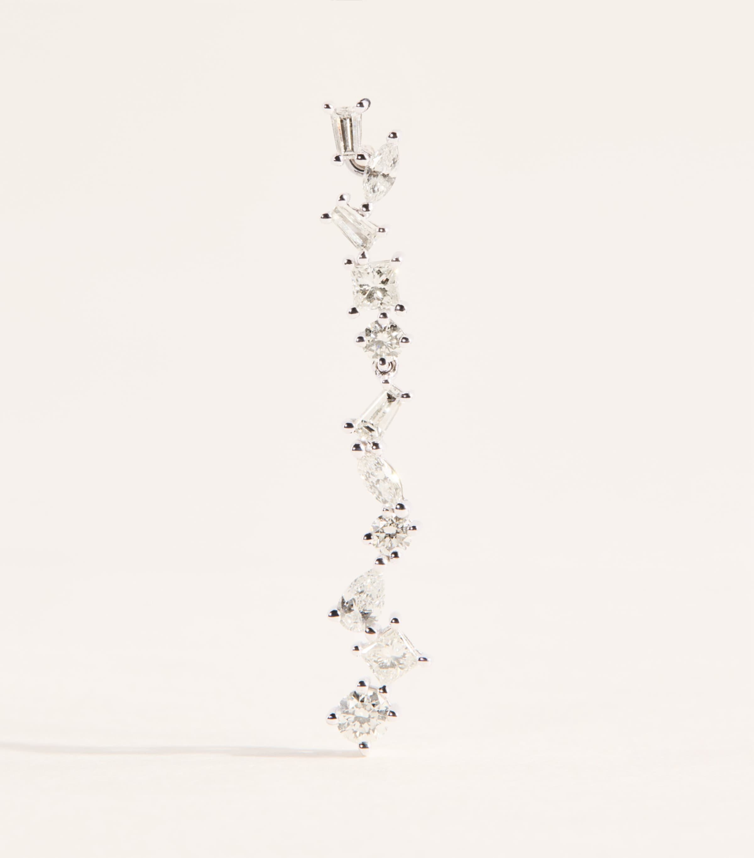 Rosa de la Cruz White Gold and Diamond Cascade D Earring White Gold