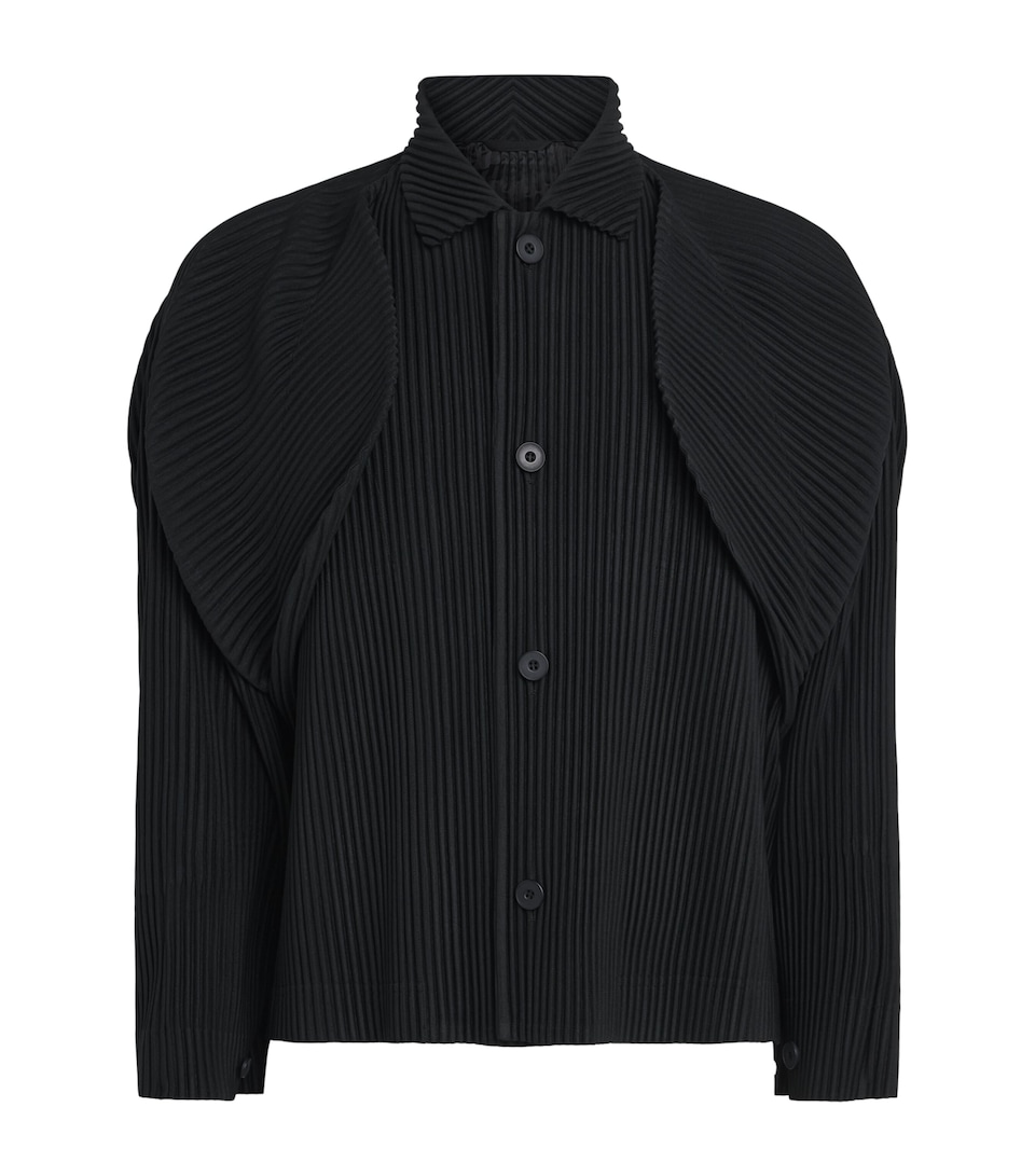 Homme Plissé Issey Miyake Mens Pleated Cover and Fold Jacket Black
