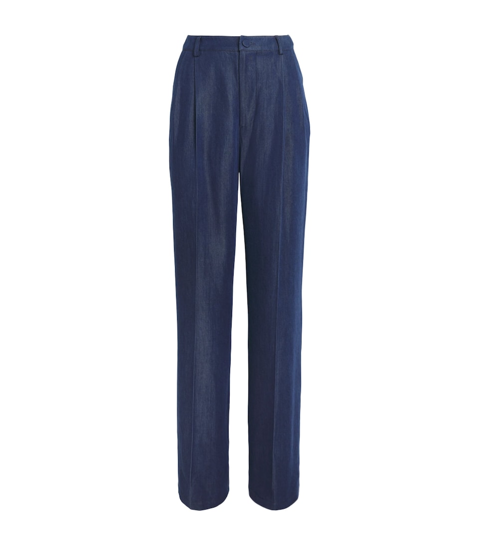 Huishan Zhang Womens Chambray Lucian Wide-Leg Trousers Blue