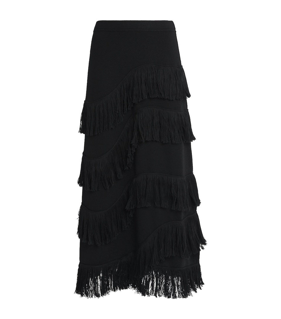 Fringe-Detail Mirena Midi Skirt