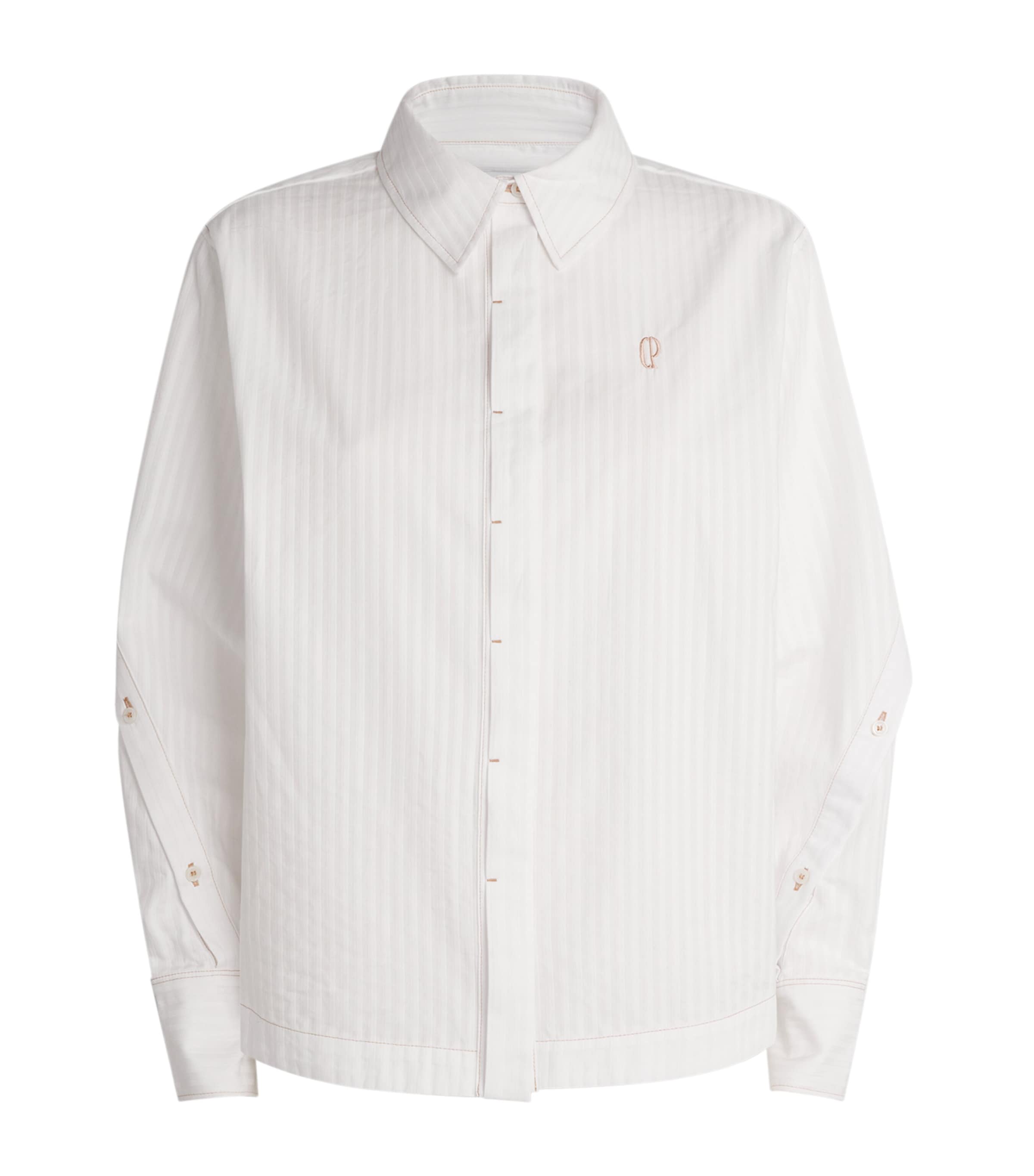 Cotton Stripe Logo Shirt
