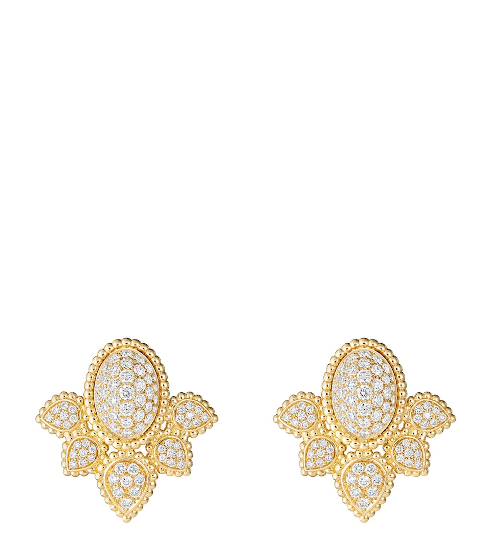Yellow Gold and Diamond Serpent Bohème Vintage Stud Earrings