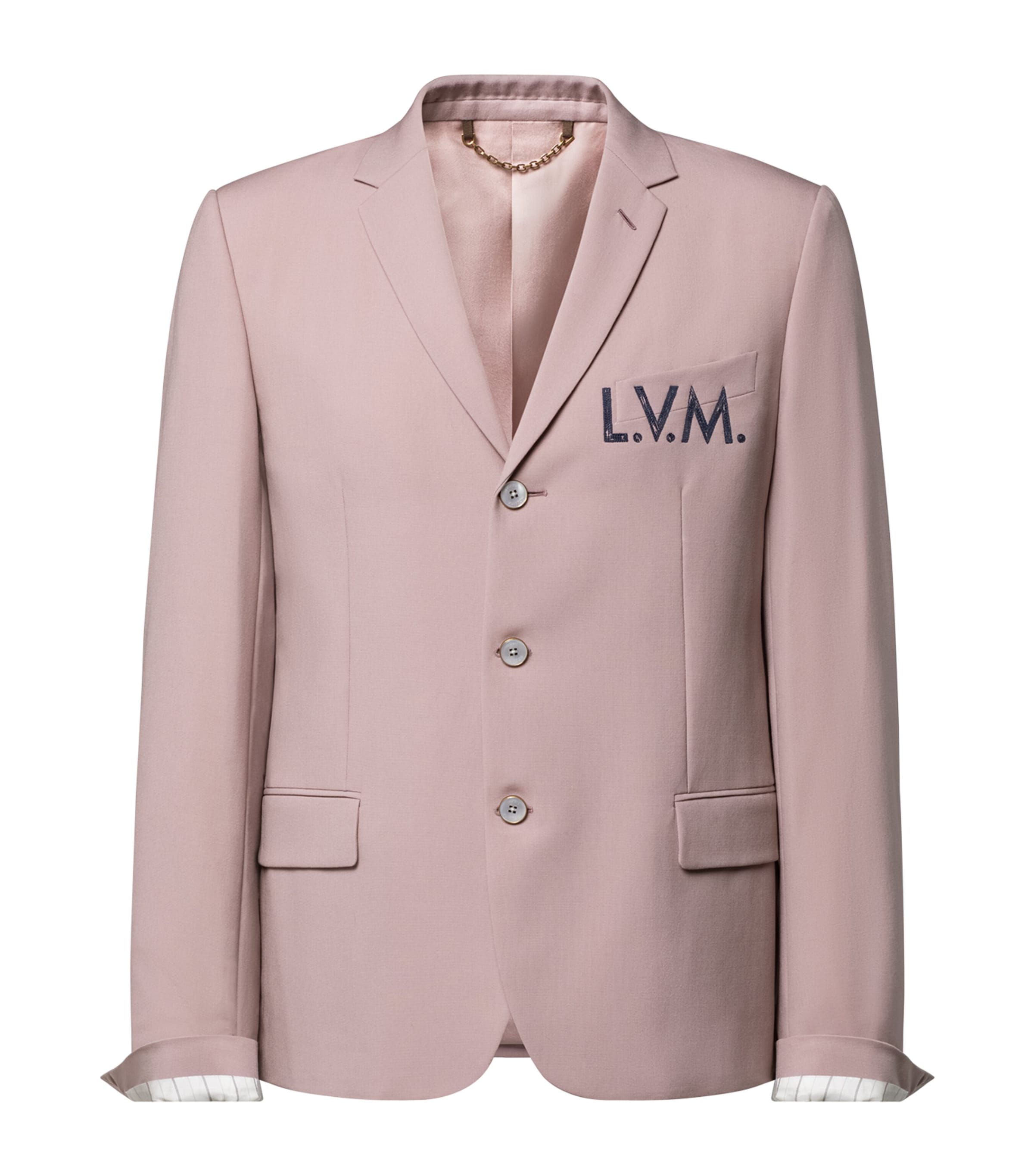 LOUIS VUITTON Mens Wool Embroidered Signature Blazer Dusty Pink