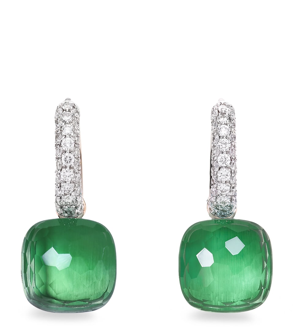 Pomellato Mixed Gold, Diamond, Prasiolite and Agate Nudo Earrings Bpaav