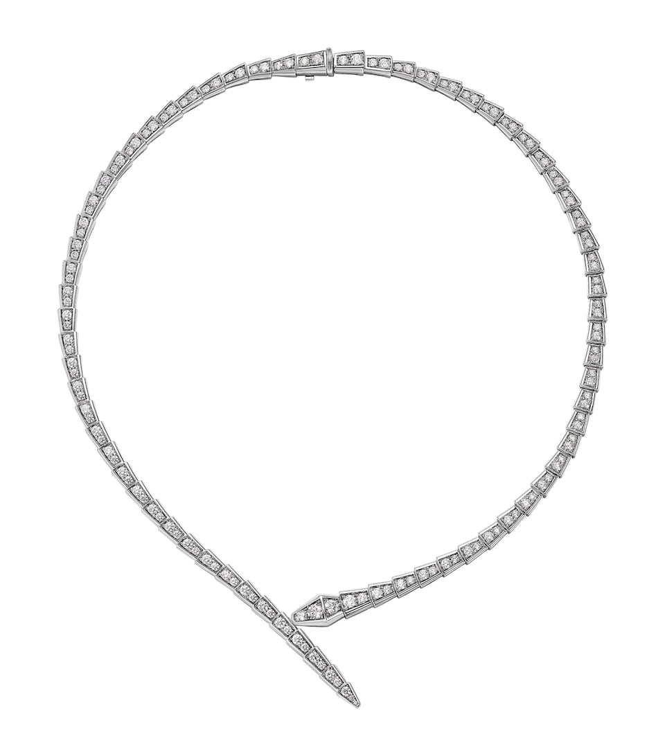 Bvlgari White Gold and Diamond Serpenti Viper Necklace White Gold