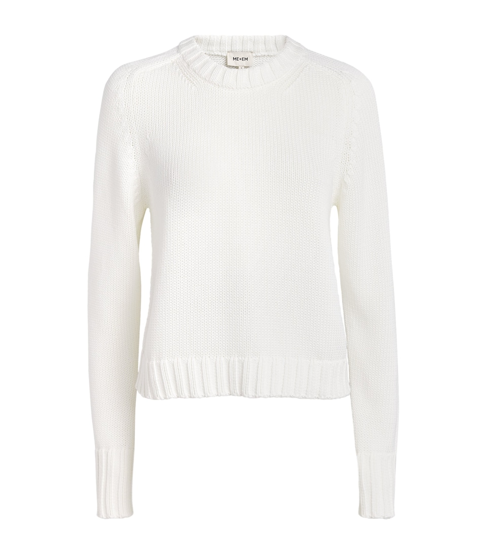 ME+EM Womens Organic Cotton Essential Crop Sweater Optic White