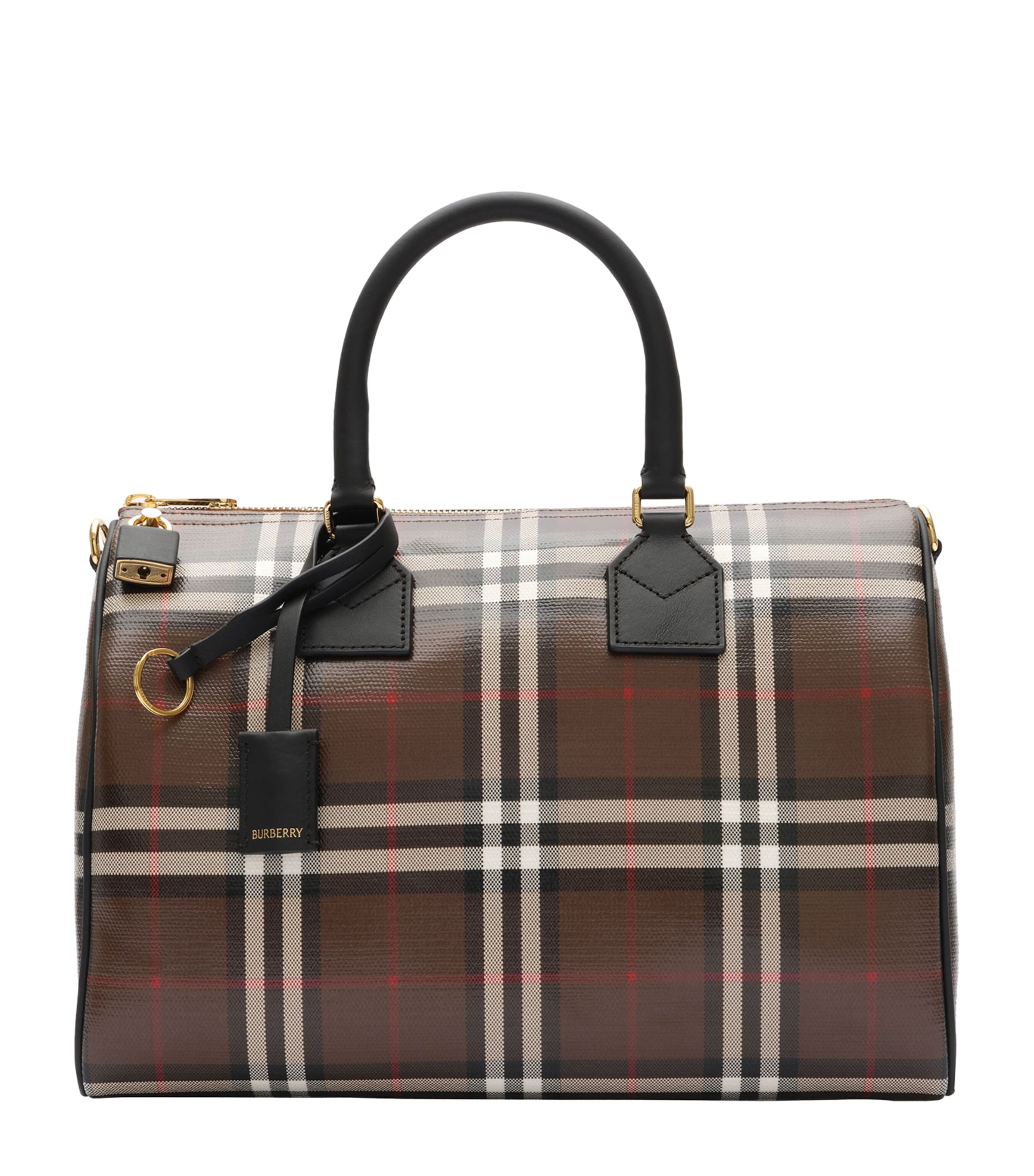 Burberry Medium Check Bowling Bag Chocolate Brown