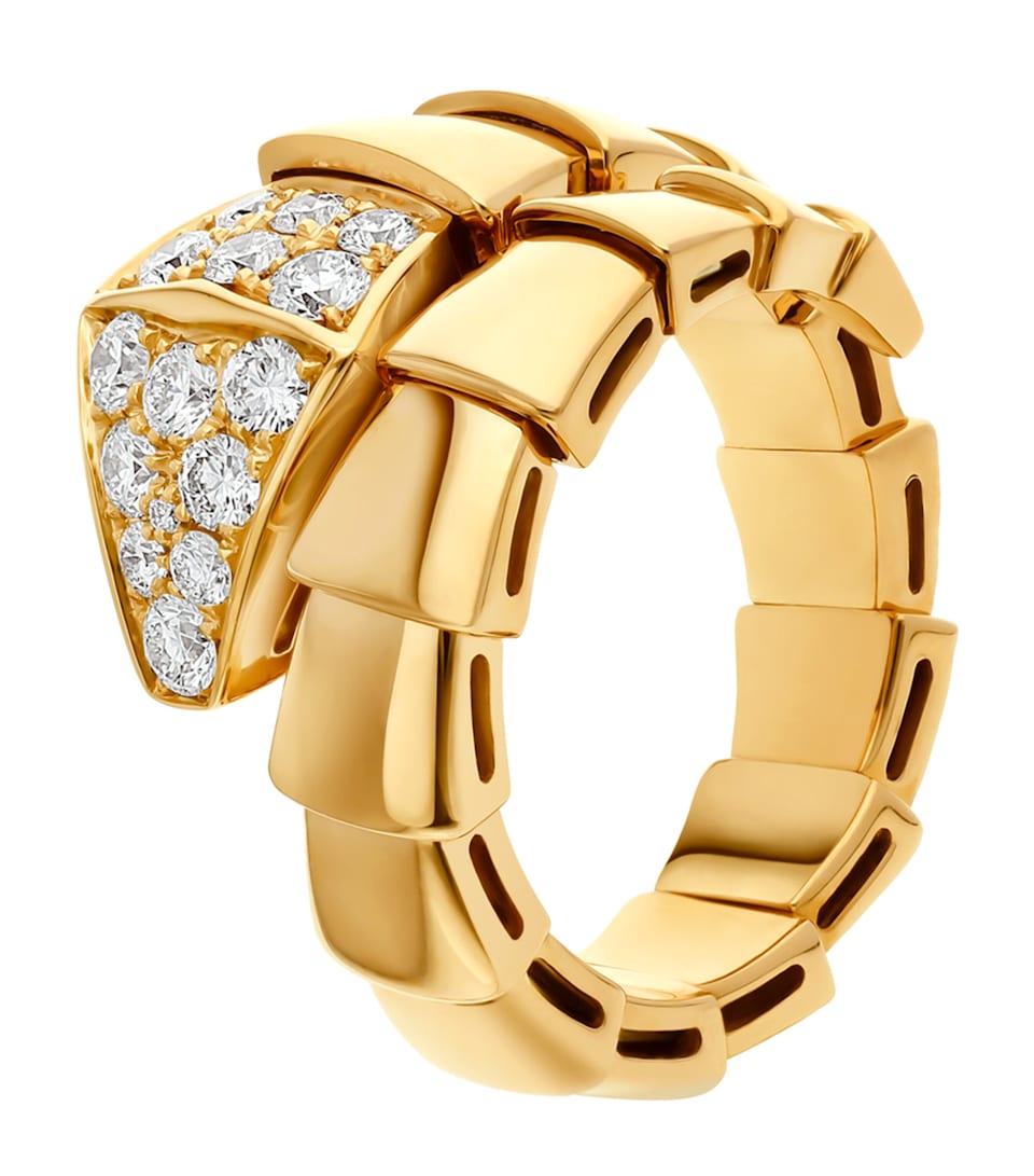 Yellow Gold and Diamond Serpenti Scaglie Ring