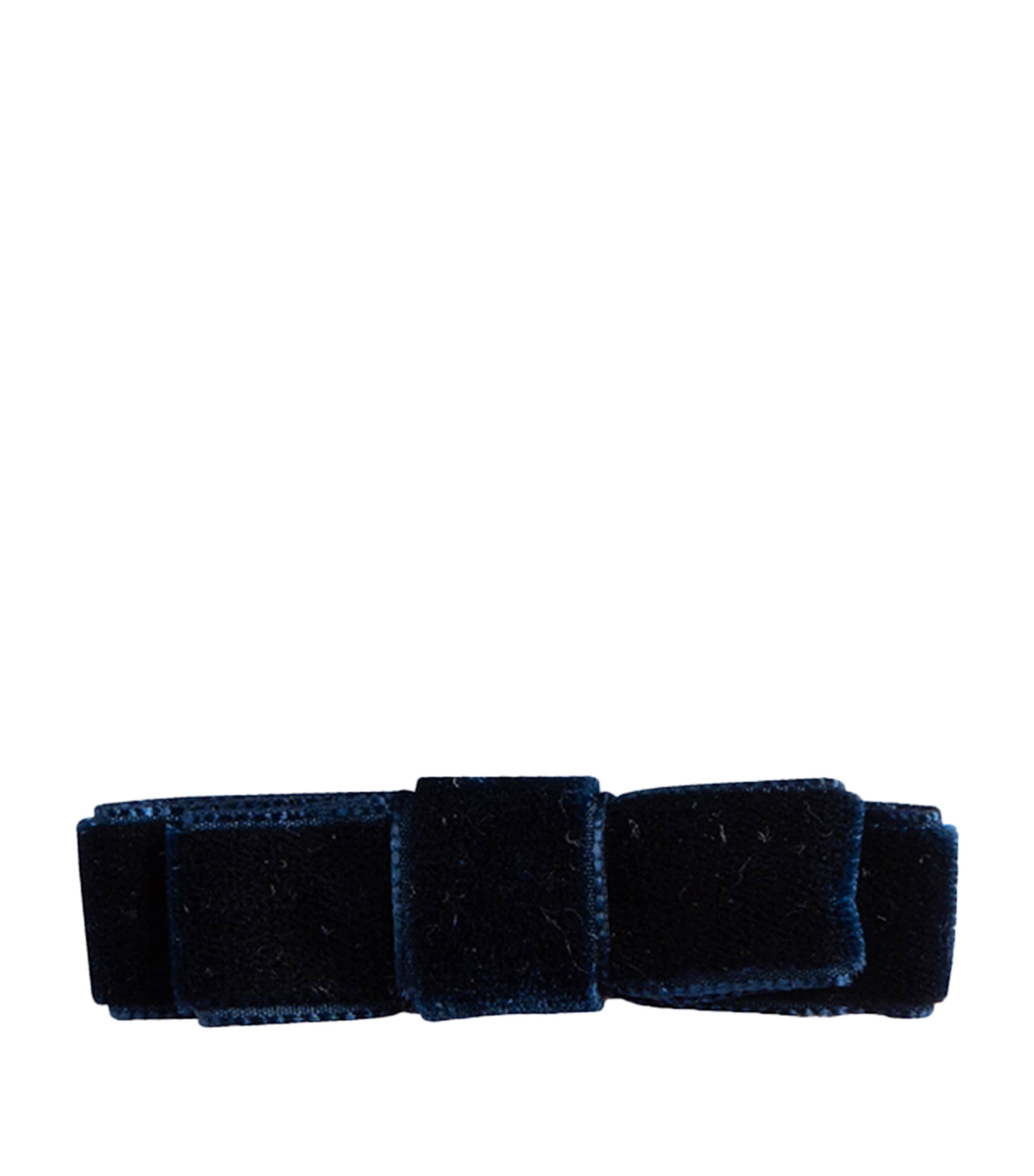 Trotters Small Velvet Bow Hair Clip Navy